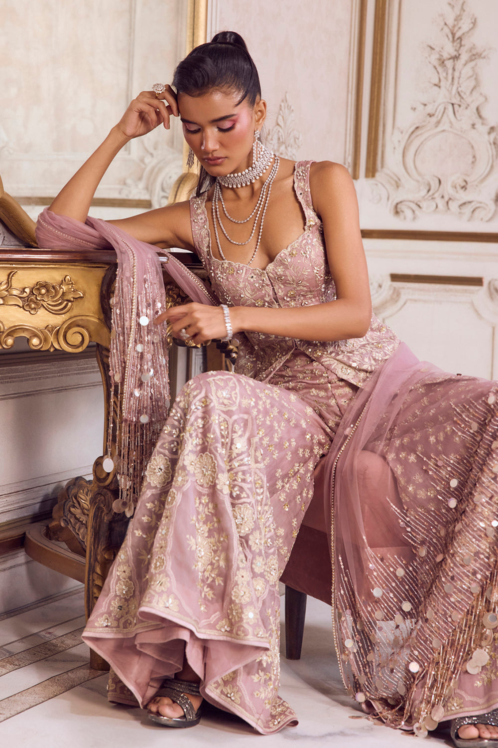 Champagne Rose Peplum Set