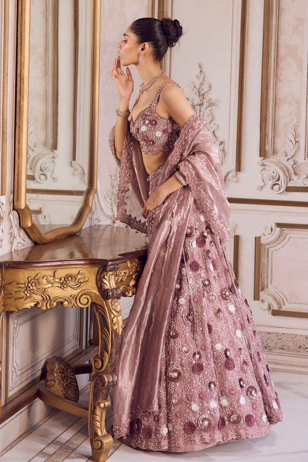 Champagne Rose Lehenga With Blouse Set