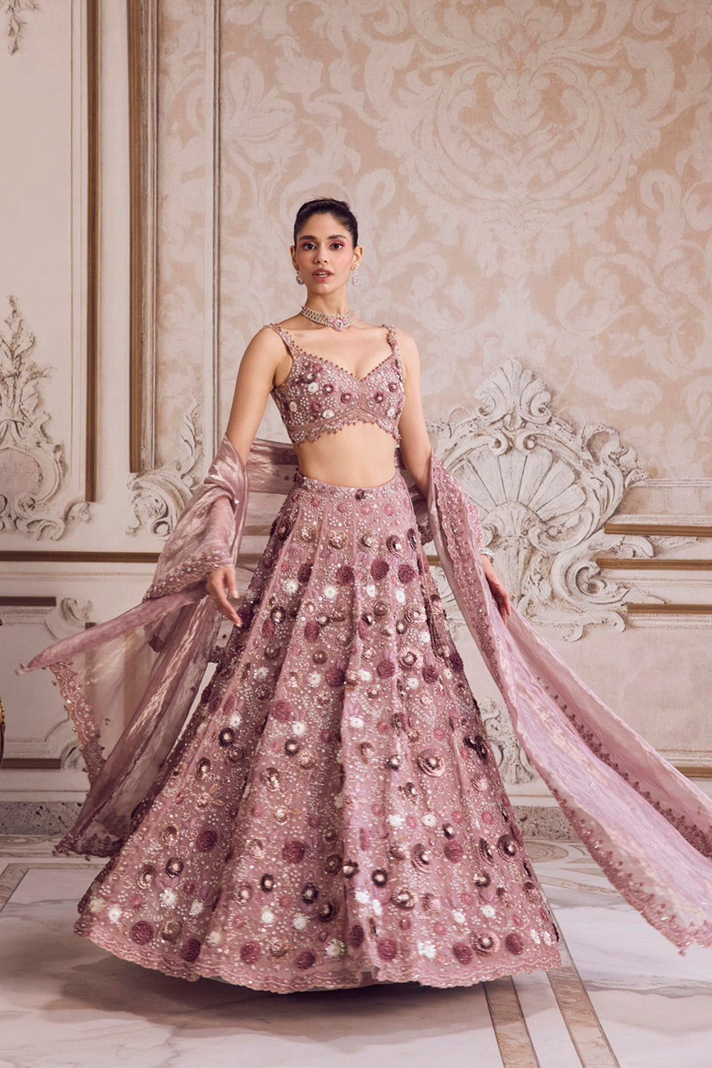 Champagne Rose Lehenga With Blouse Set