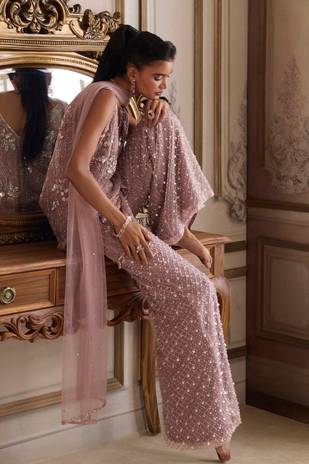 Champagne Rose Kurta And Pants Set