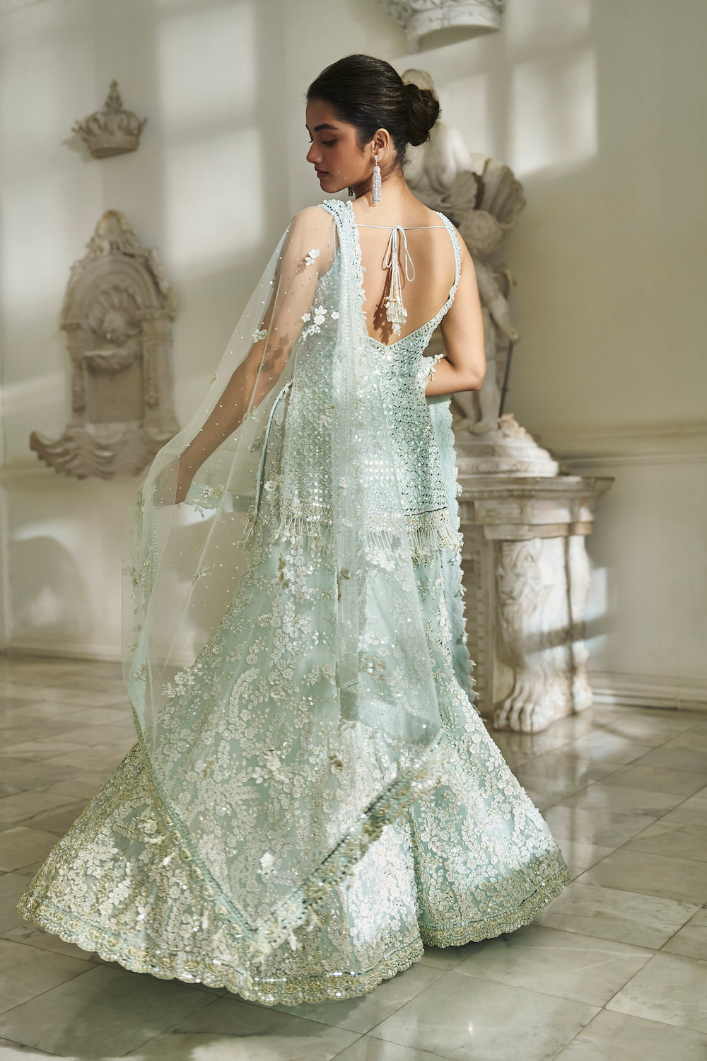 Mint Green Three-Dimensional Sharara Set