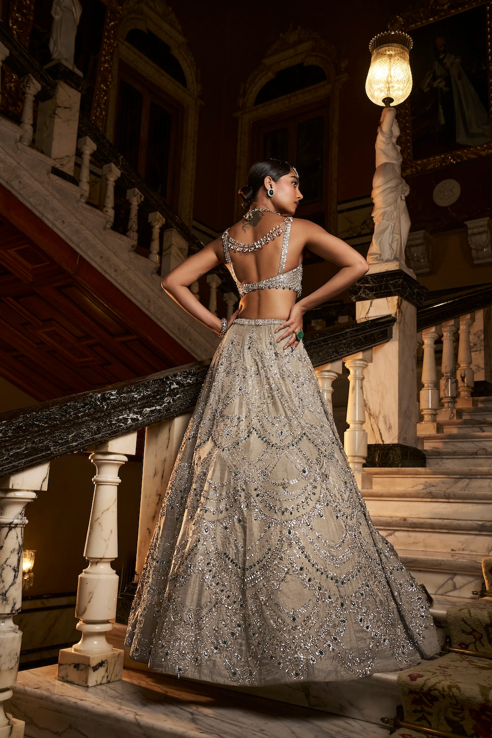 Champagne Chandelier Lehenga Set