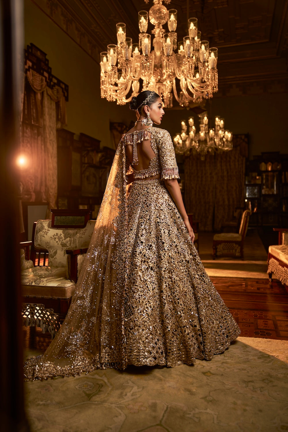 Gold Cut Work Lehenga Set