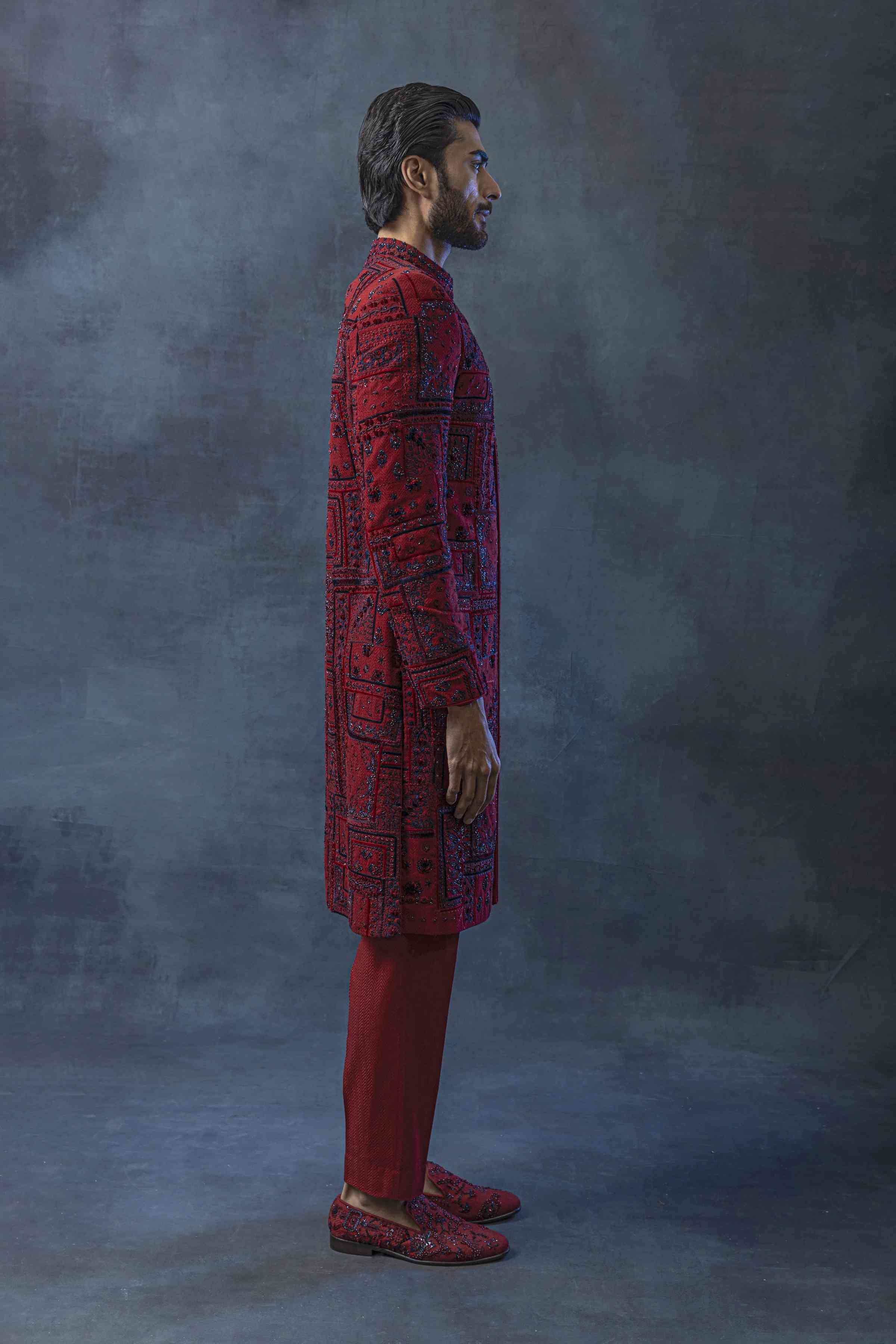 Oxblood Red Sherwani