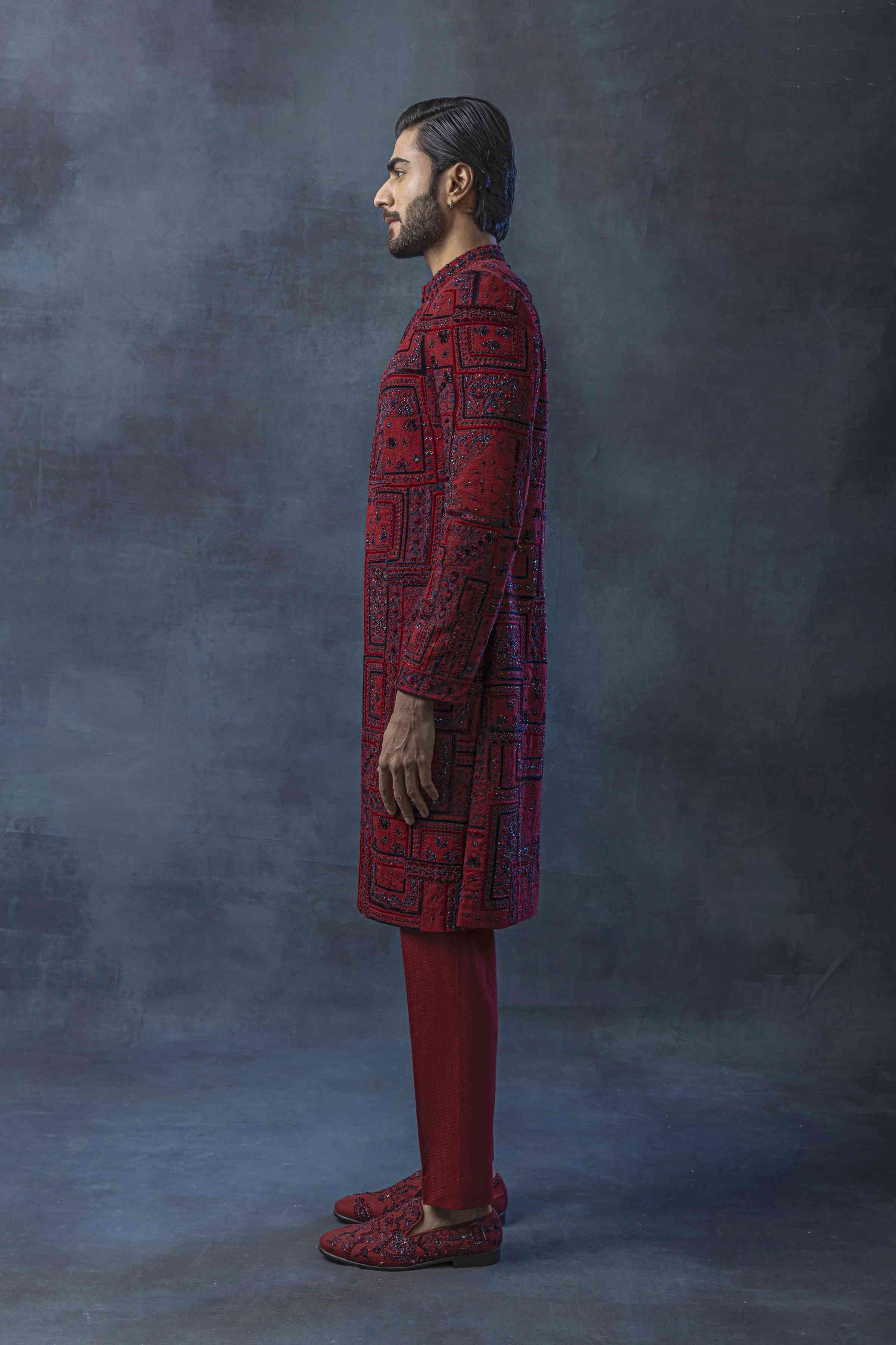 Oxblood Red Sherwani