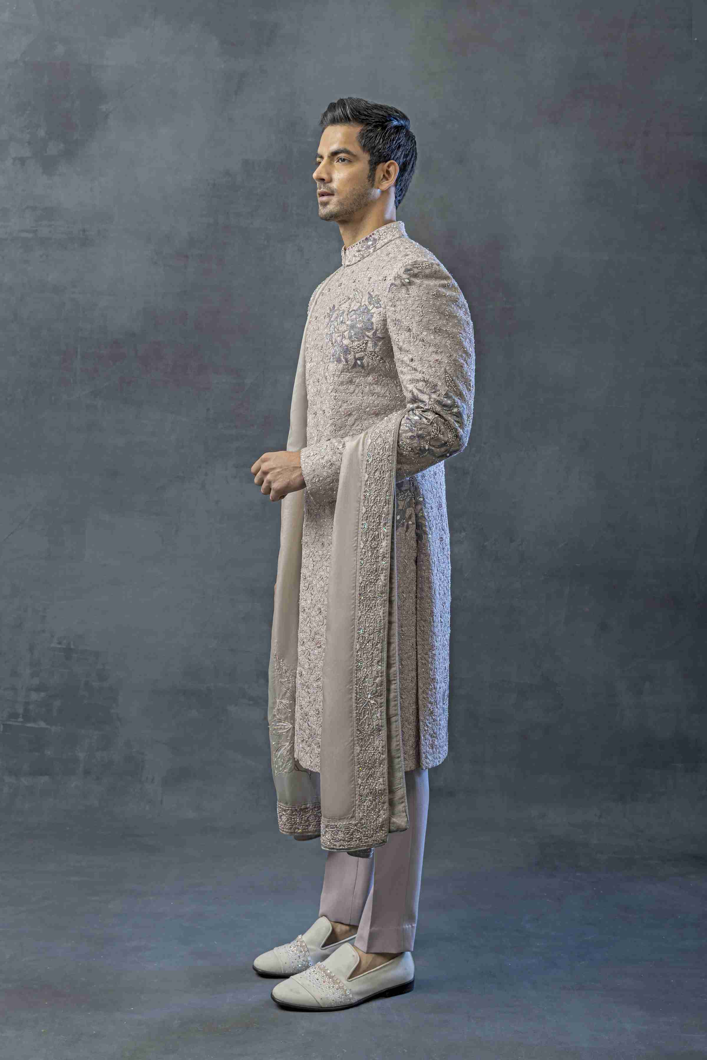 Lavender Applique Sherwani