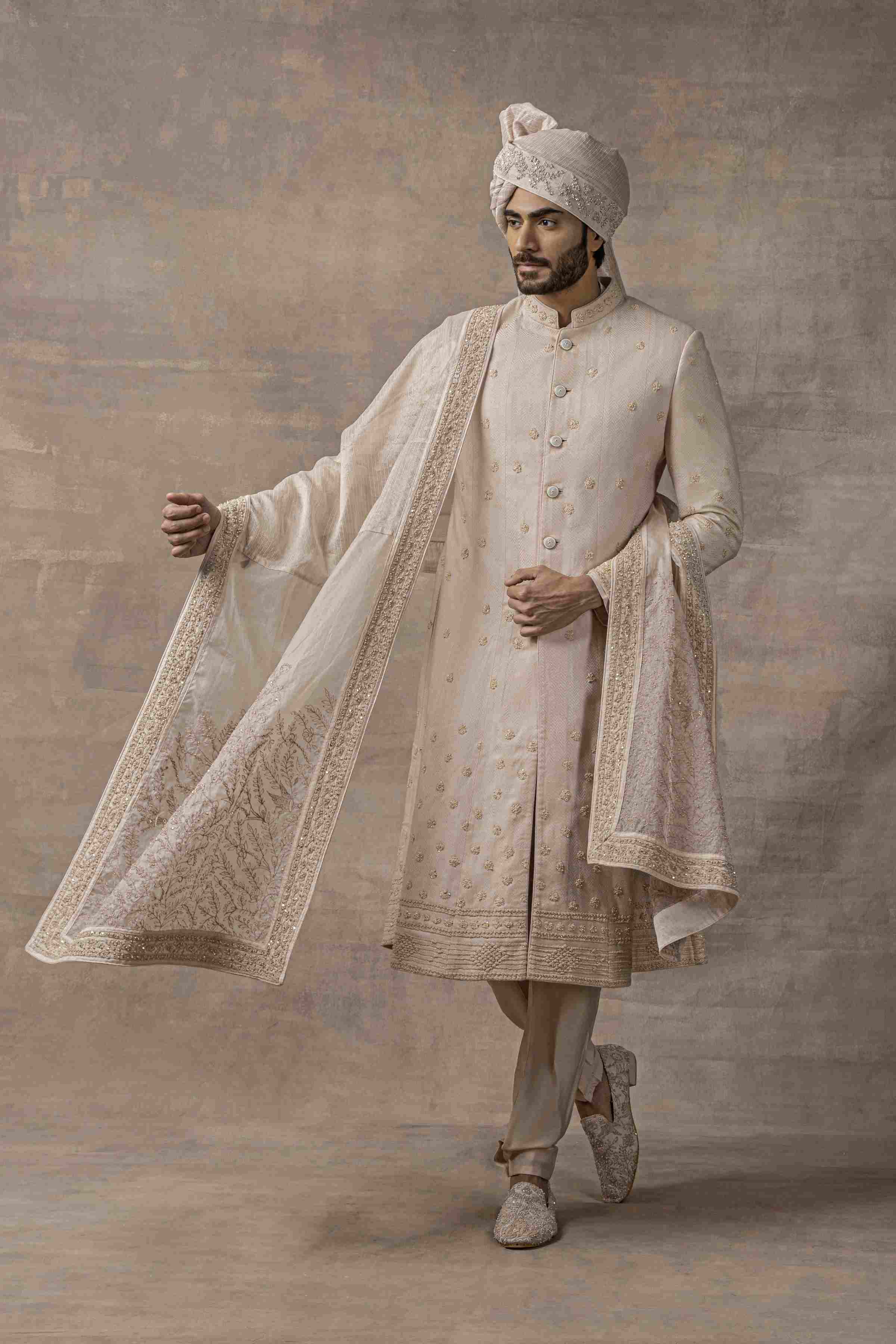 Dusty Rose Anarkali Panel Sherwani