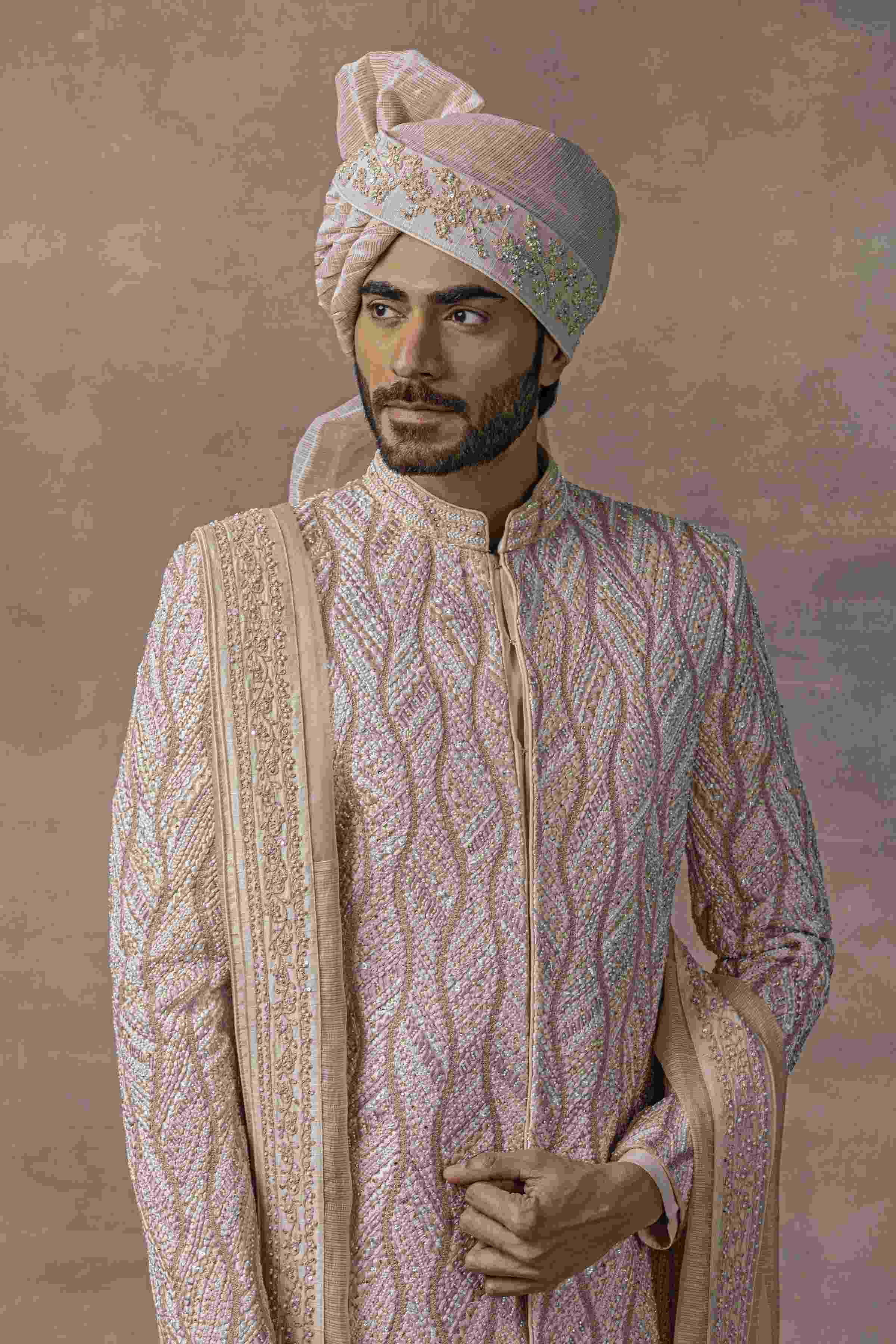Dusty Rose Wave Sherwani