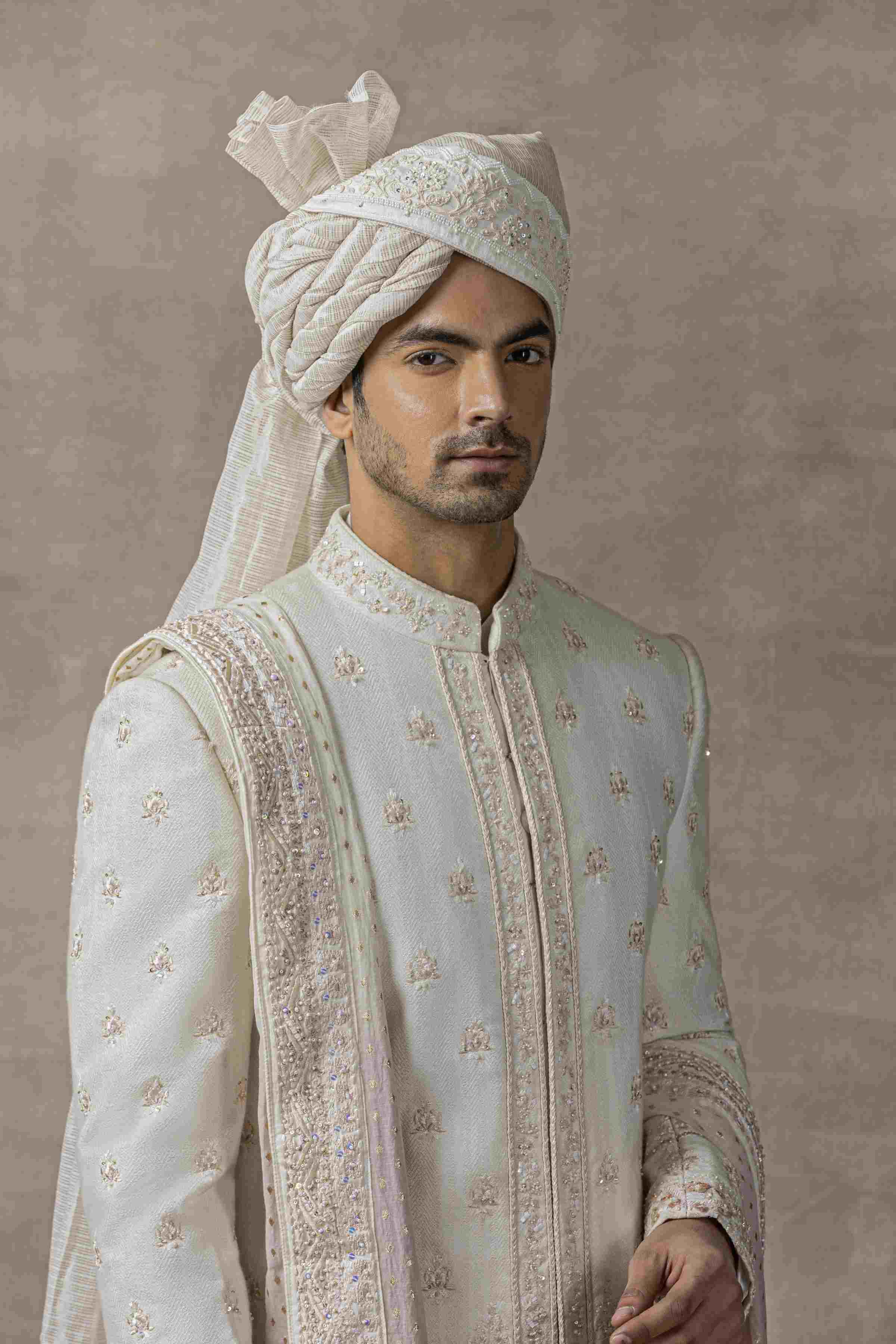 Ivory Thread Work Sherwani