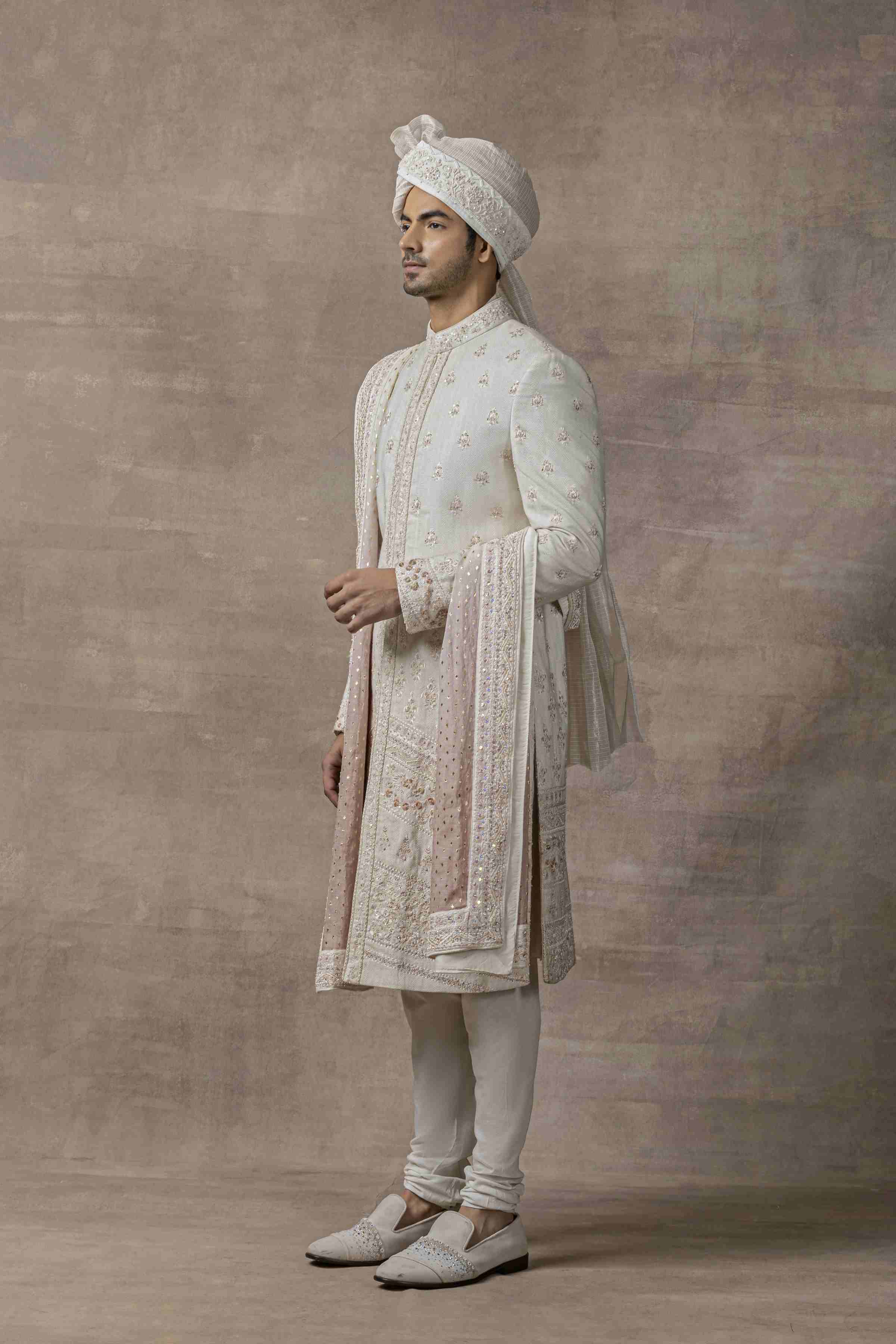Ivory Thread Work Sherwani