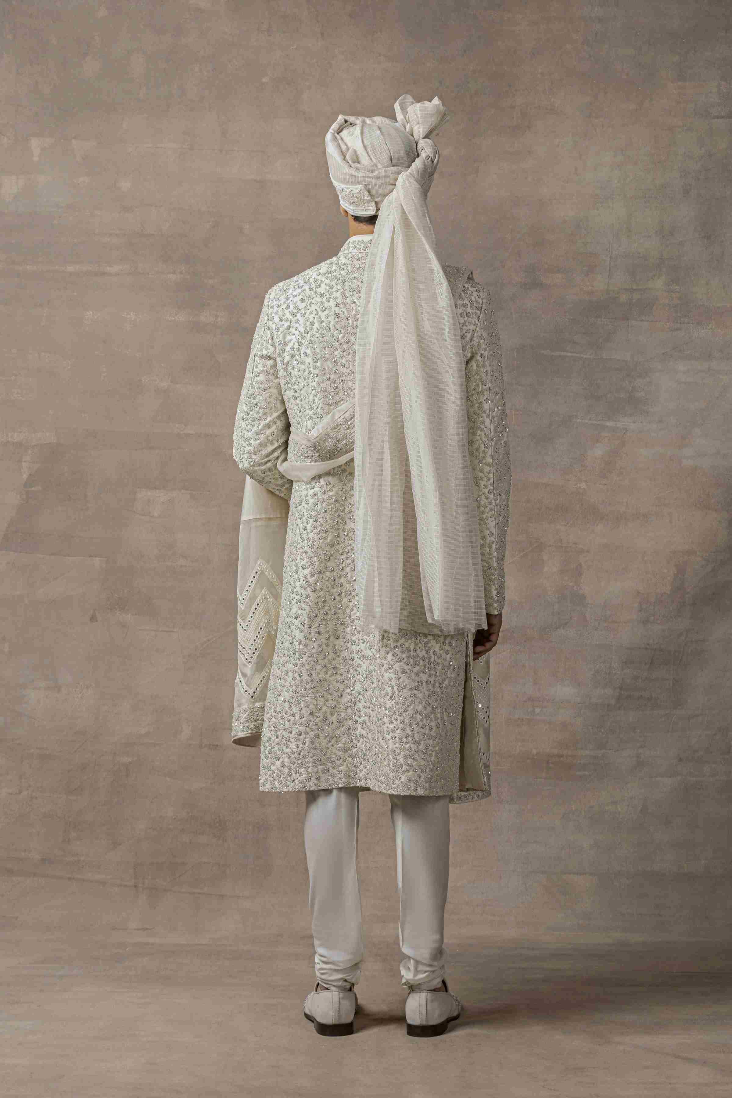 Ivory Sequin Work Sherwani