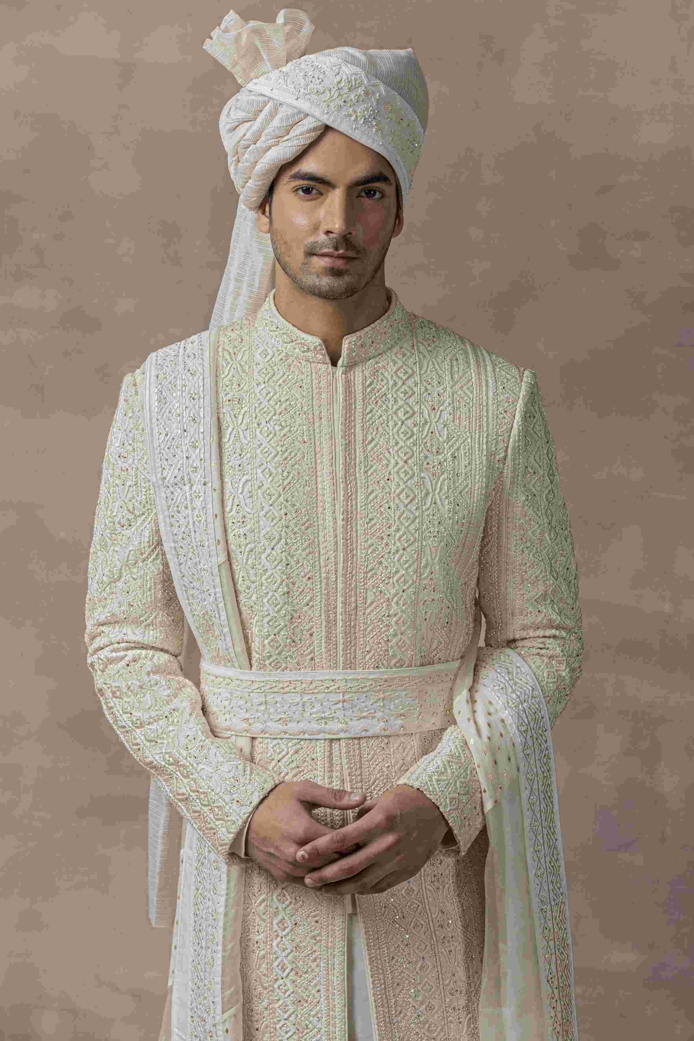 Ivory Organza Sherwani