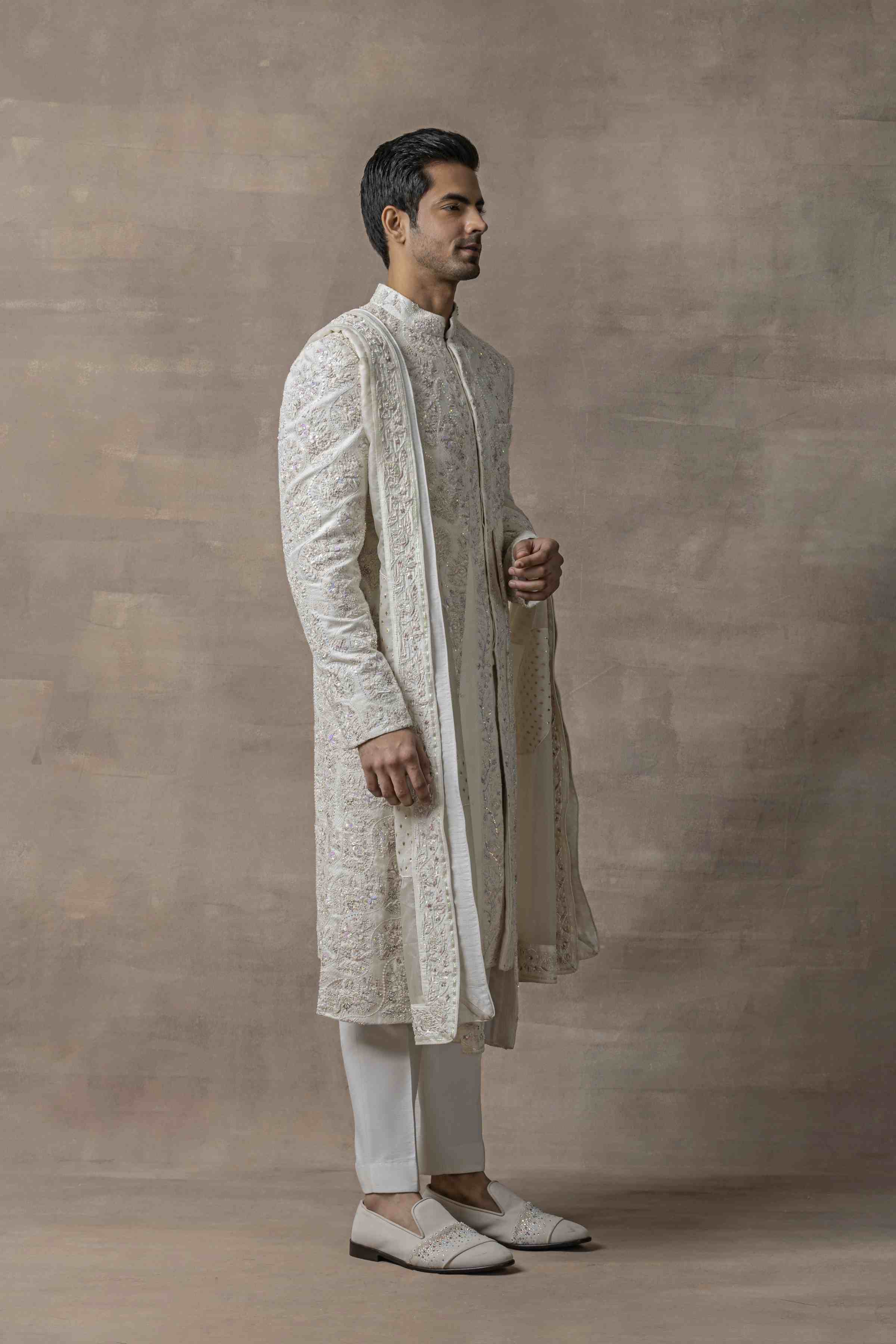 Ivory Front Open Style Sherwani
