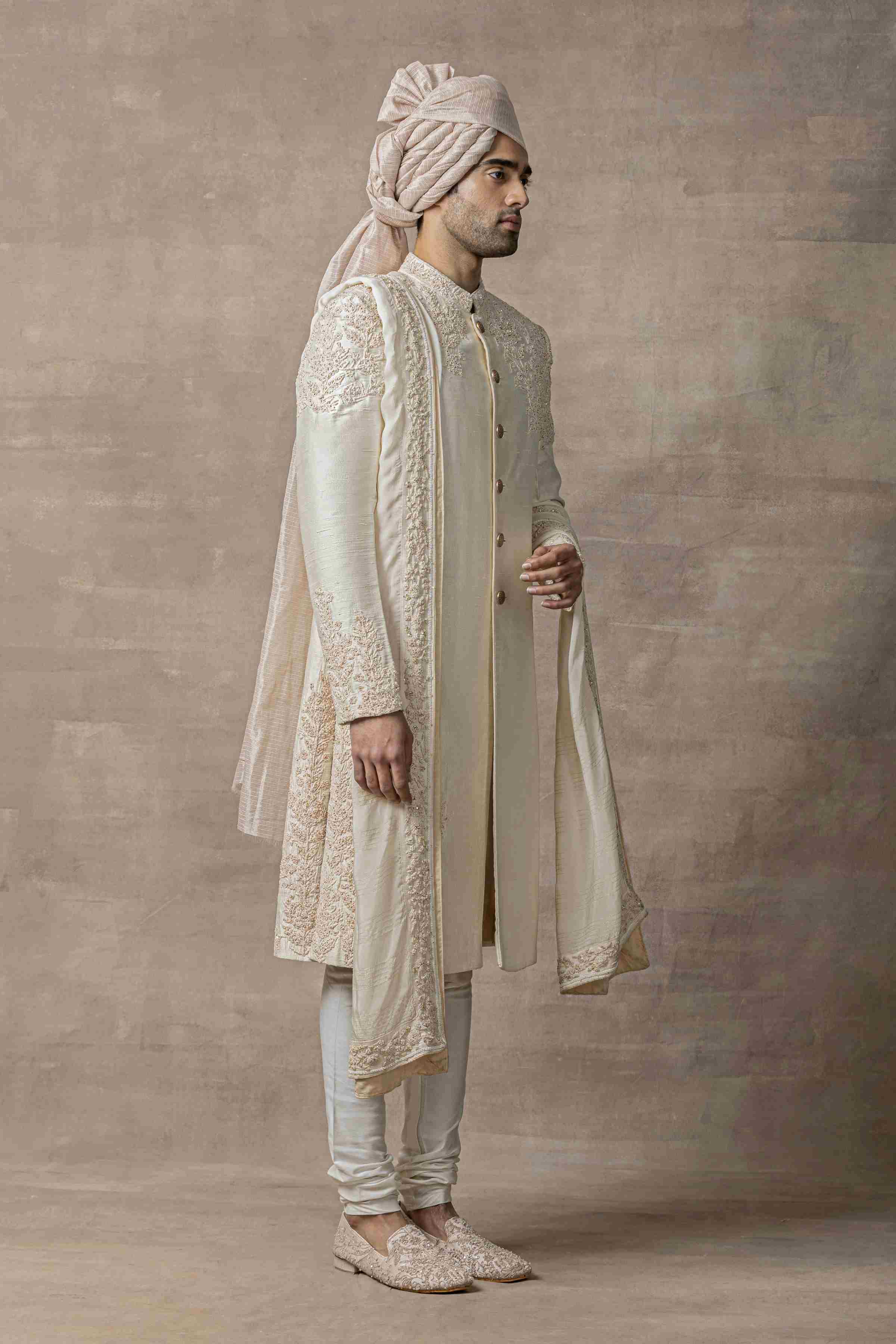 Grey Sherwani With Placement Work