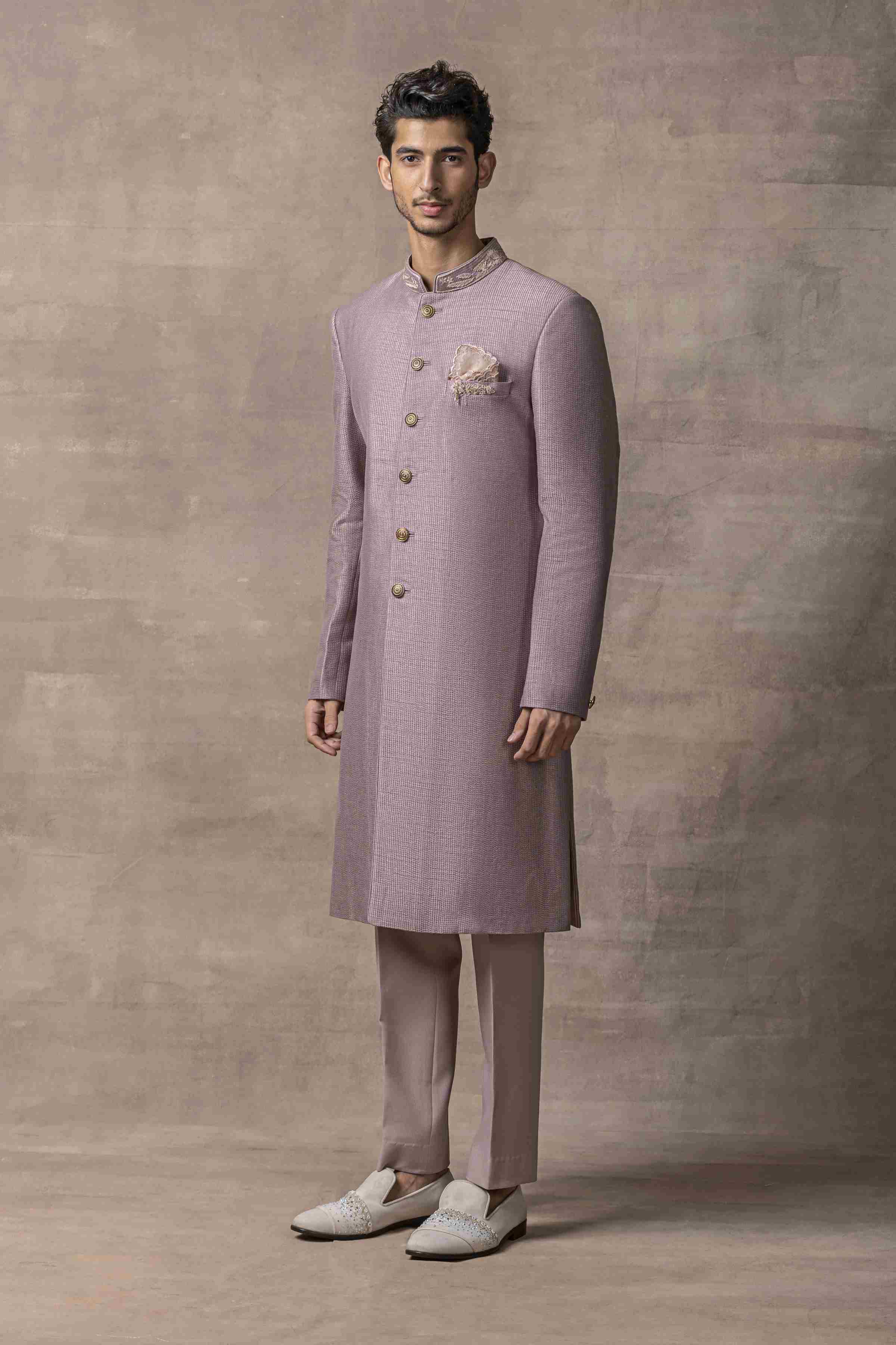 Dhagai Lavender Sherwani Highlighted With Thread