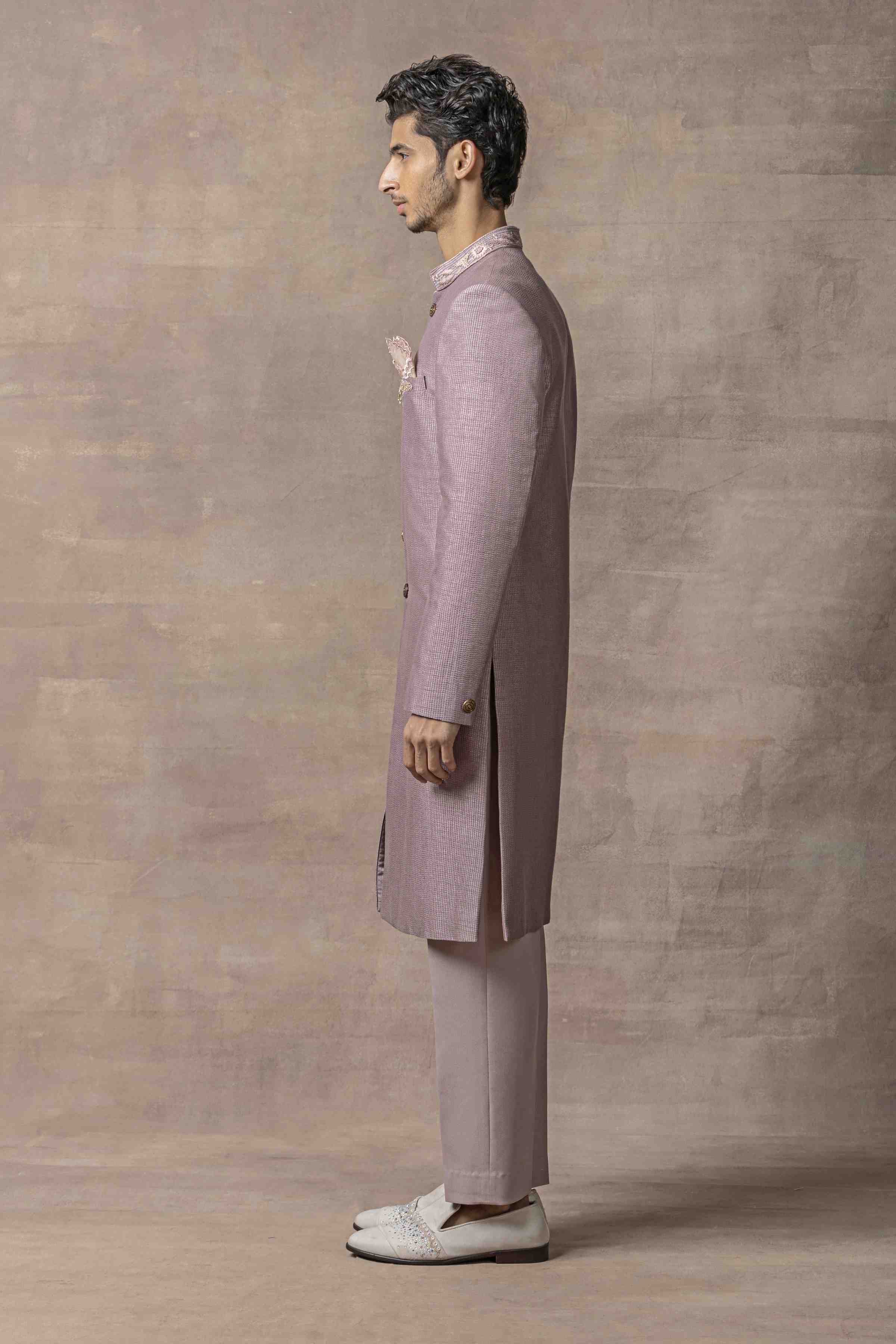 Dhagai Lavender Sherwani Highlighted With Thread