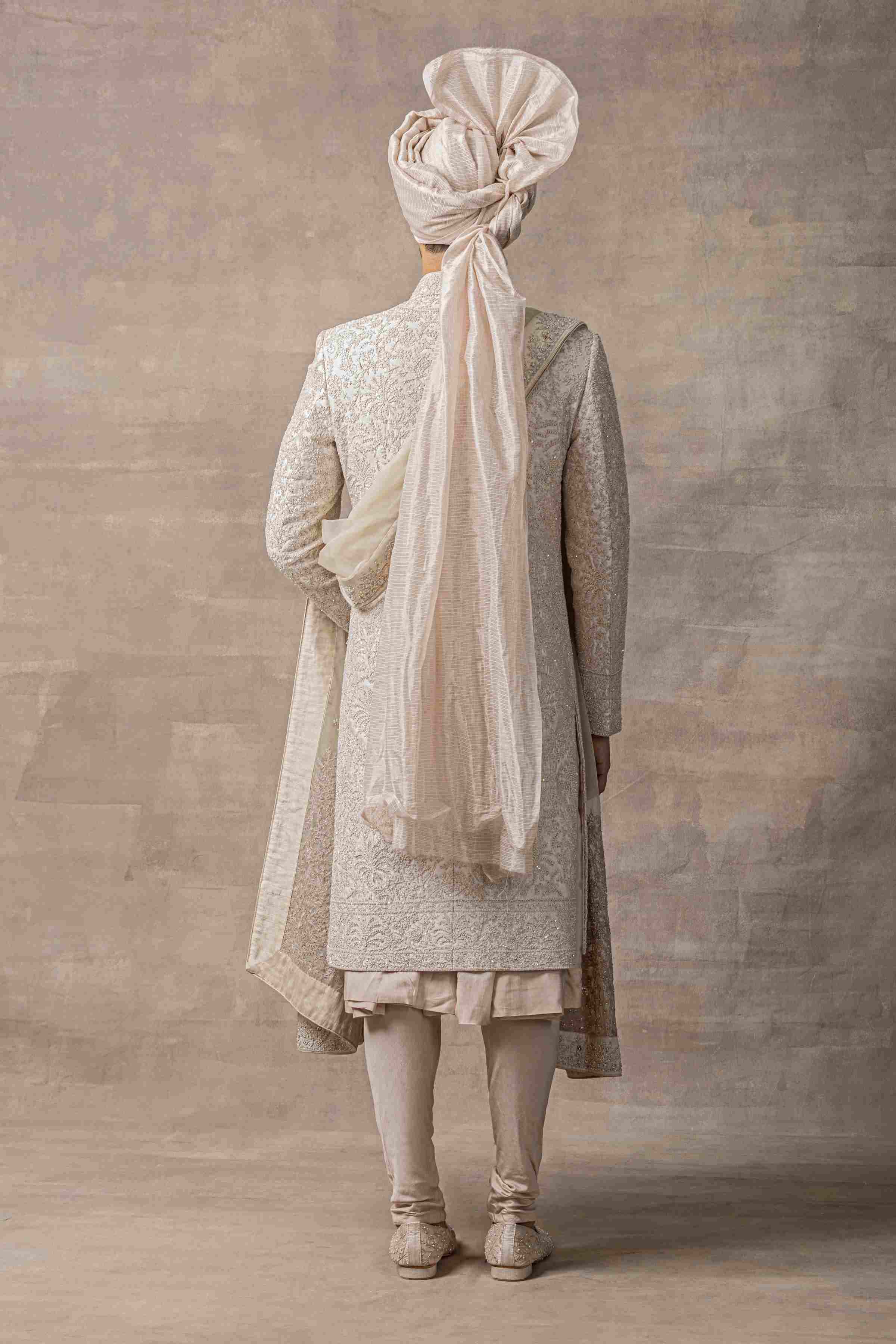 Dusty Rose Sherwani With Thread Work Highlighted With Pearl And Sequin