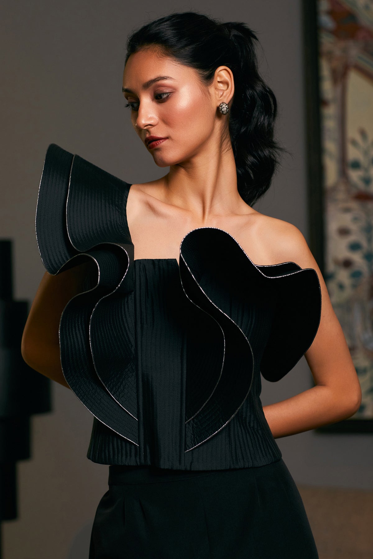 Goe Asymmetric One Shoulder Corset