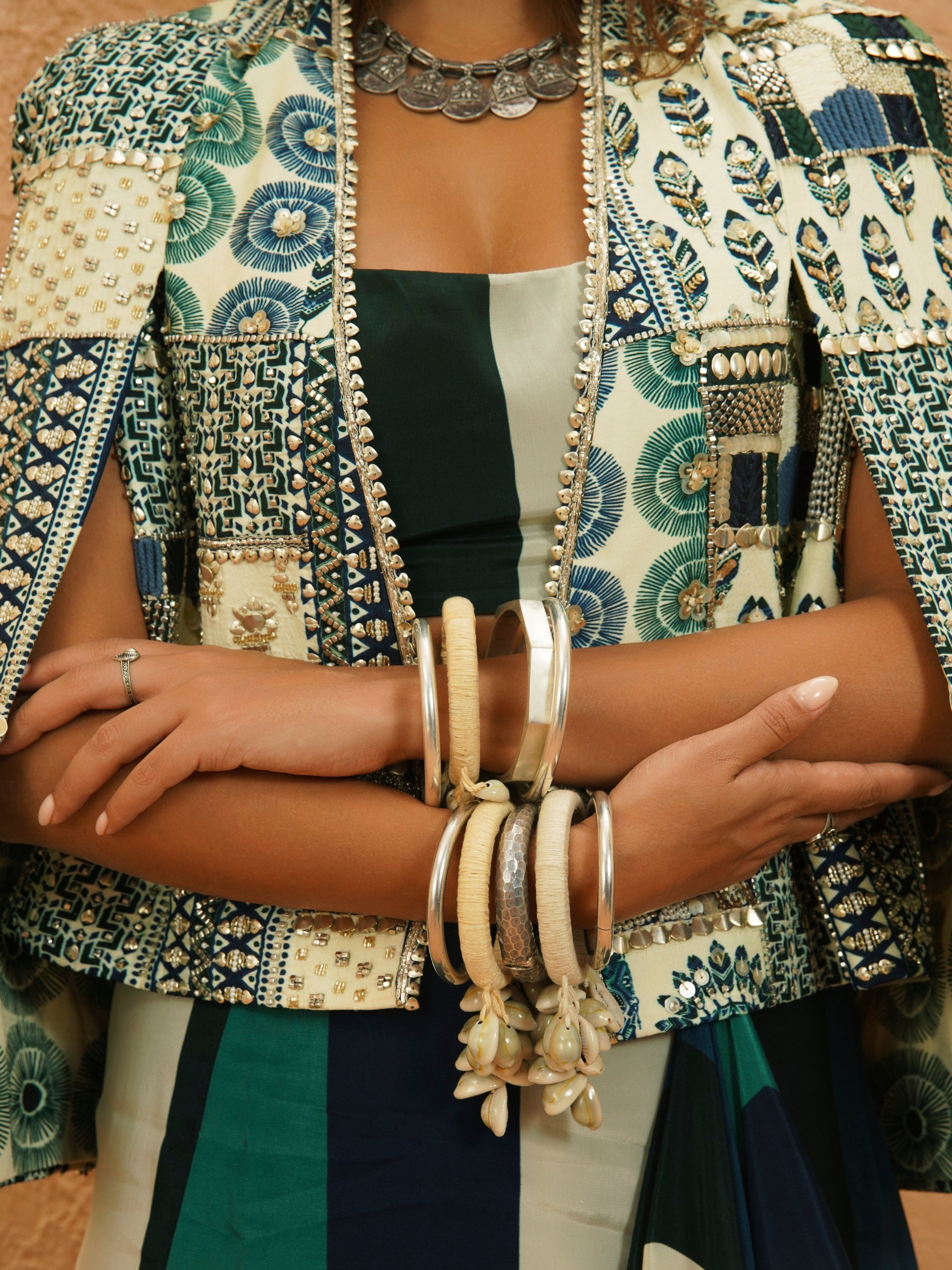 Afreen Embellished Cape Jacket