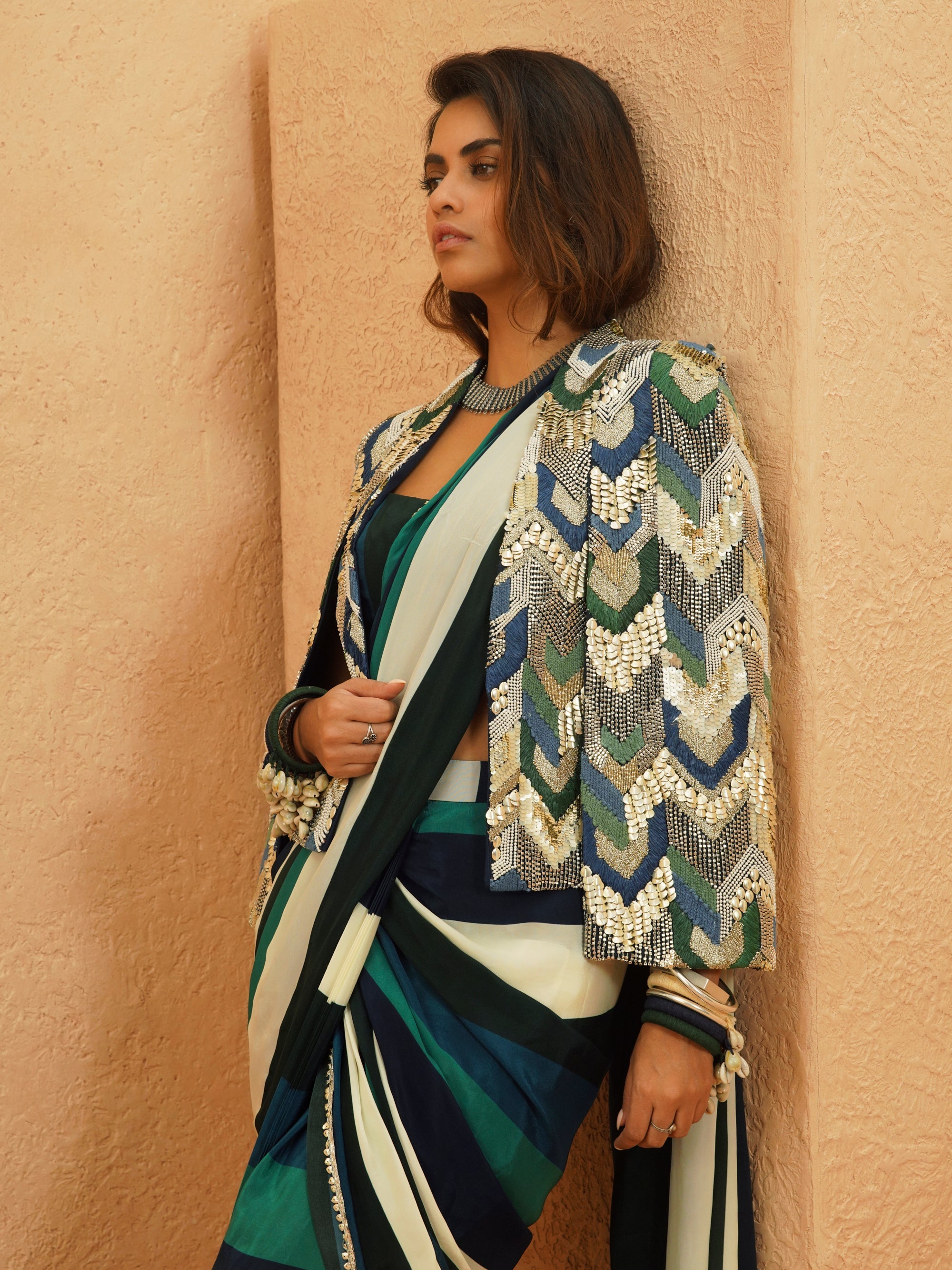 Elia Embellished Cape Jacket