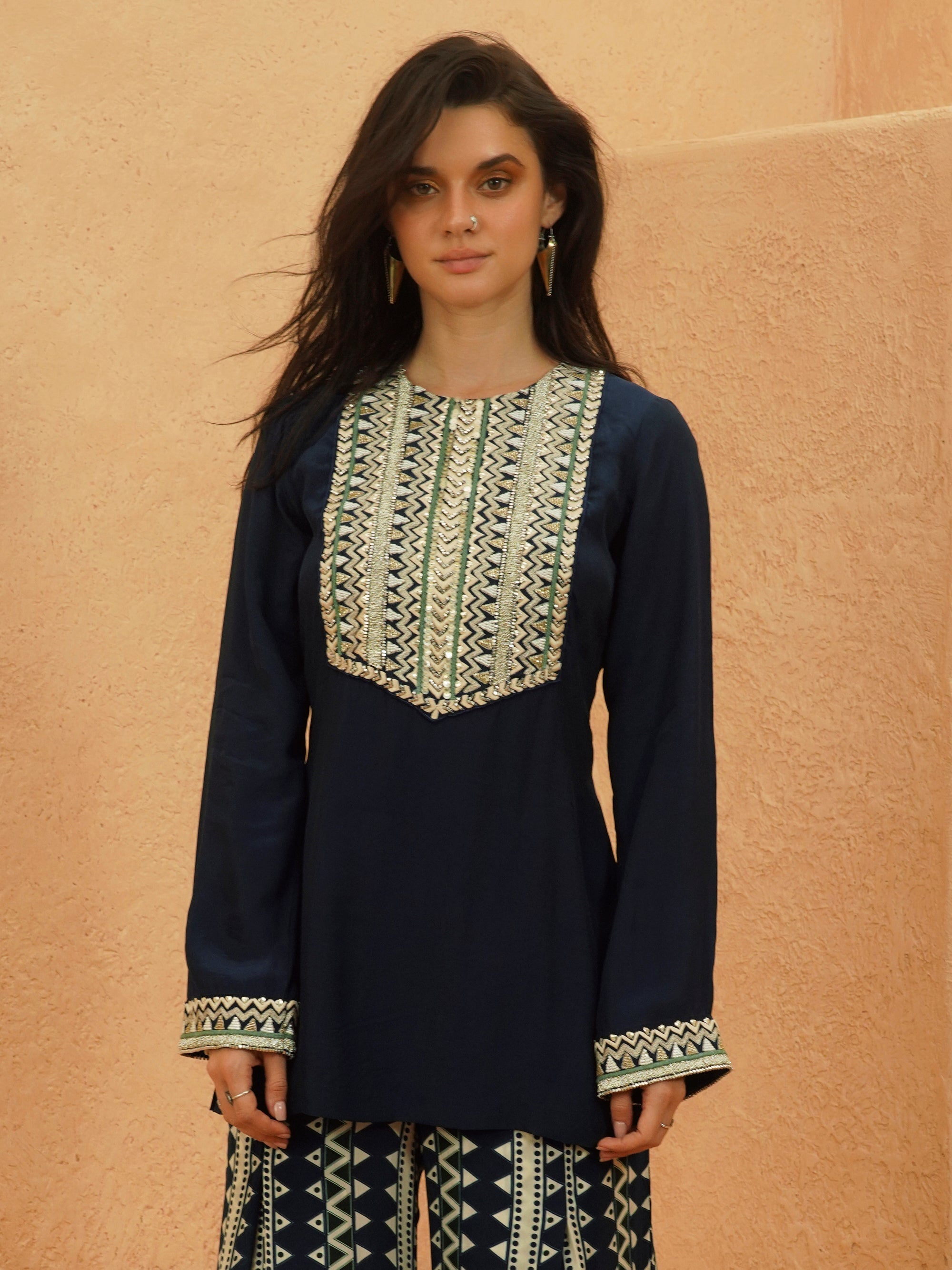 Zahara Midnight Blue Kurta And Flared Pant