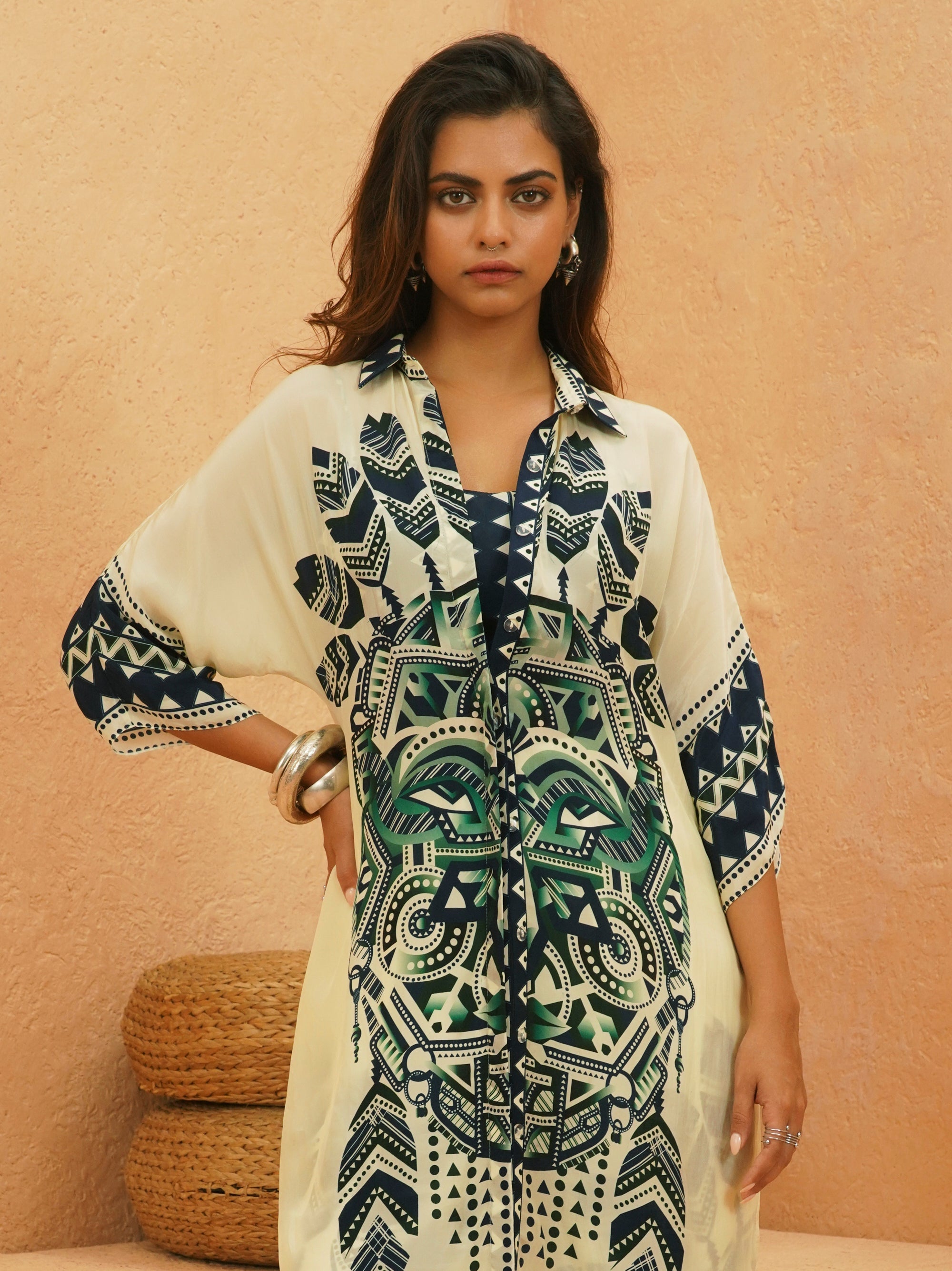 Afreen Mask Co-Ord Set With Printed Bustier