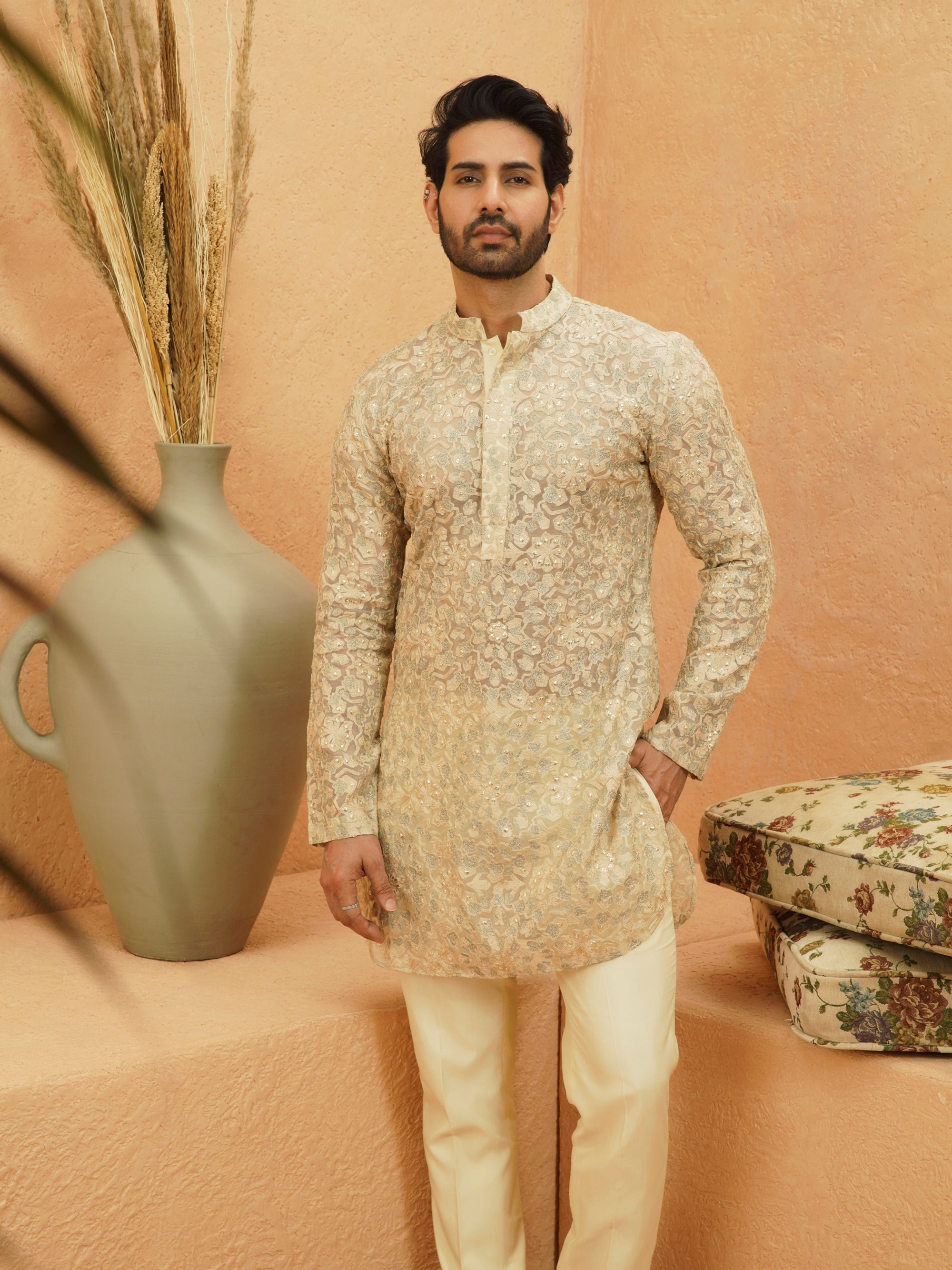 Omari Sheer Embellished Kurta Set