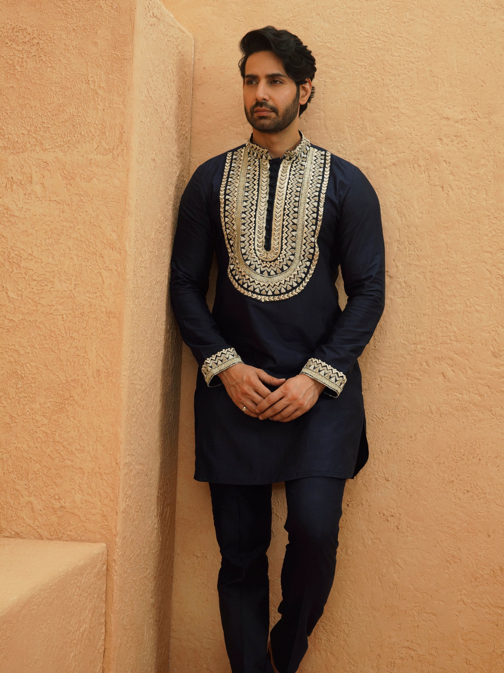 Malik Midnight Blue Kurta Set