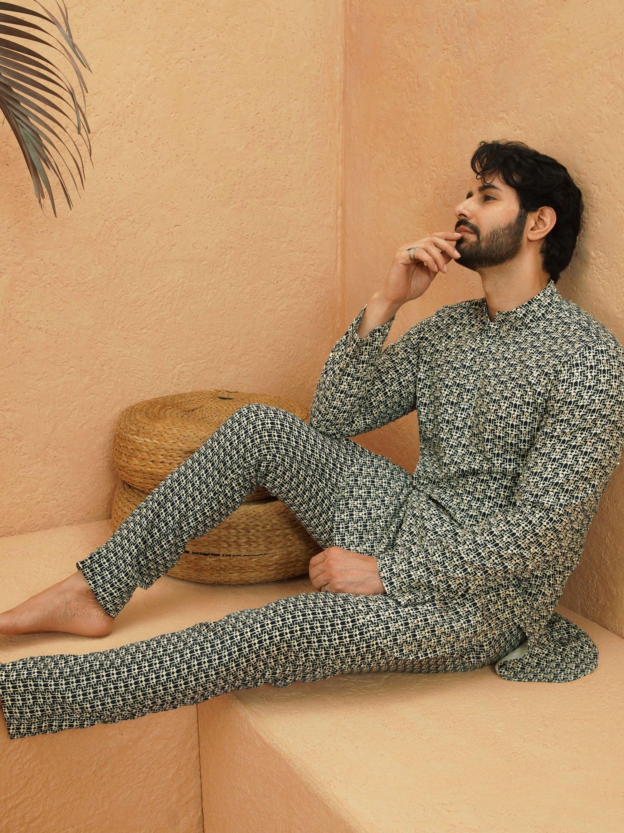 Kuba Embellished & Printed Kurta Set