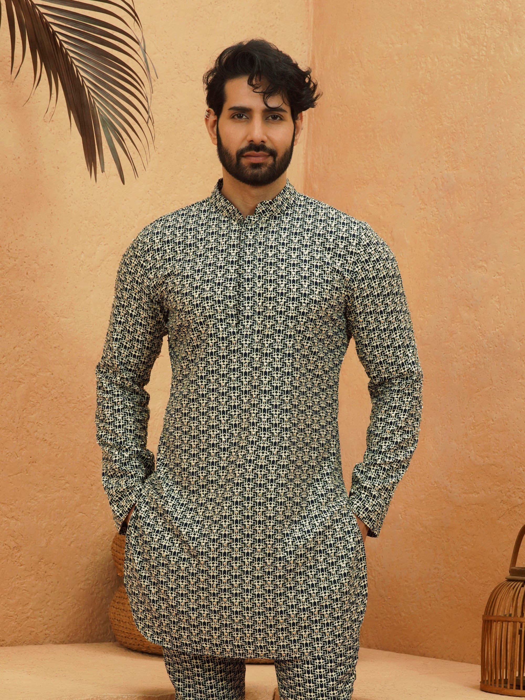 Kuba Embellished & Printed Kurta Set
