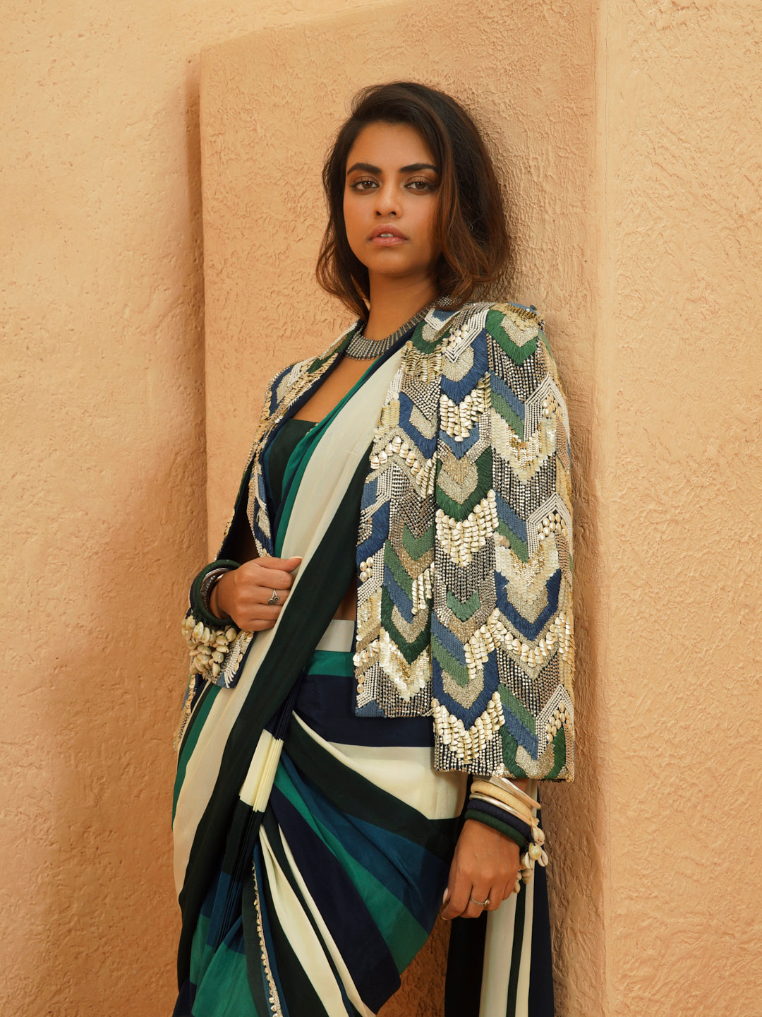 Suhana Stripe Saree Set