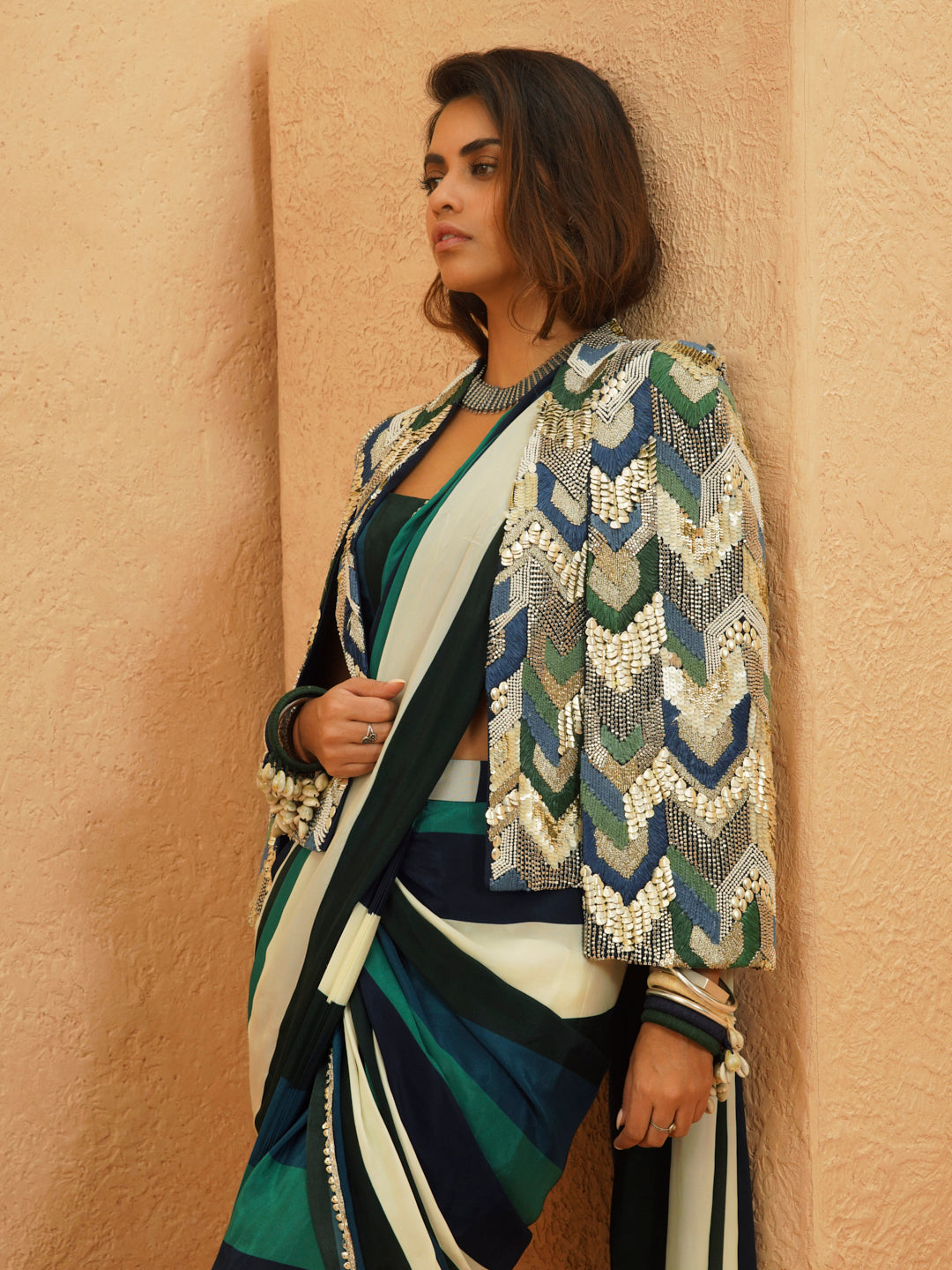 Suhana Stripe Saree Set