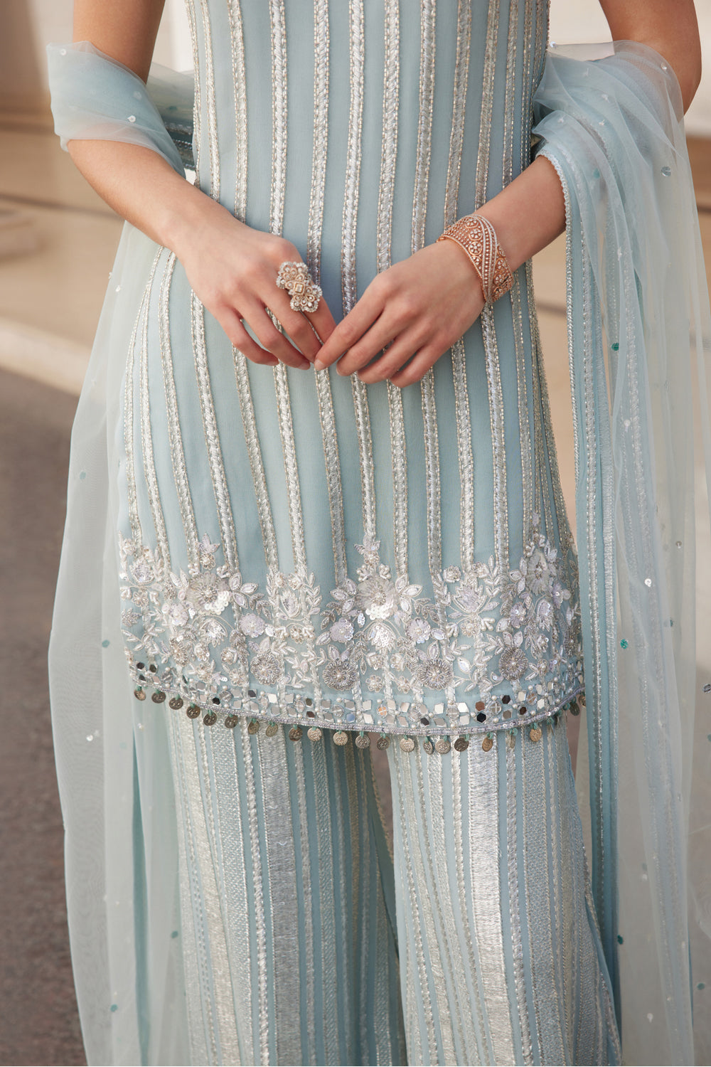 Powder Blue Kurta And Pants Set