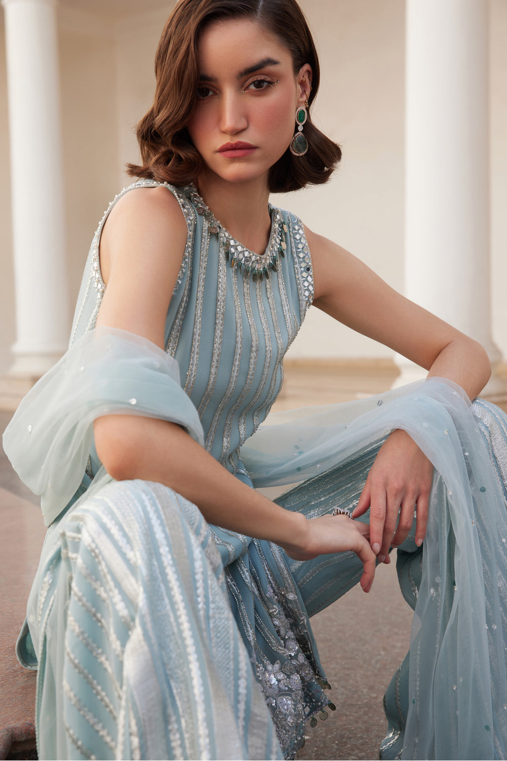 Powder Blue Kurta And Pants Set