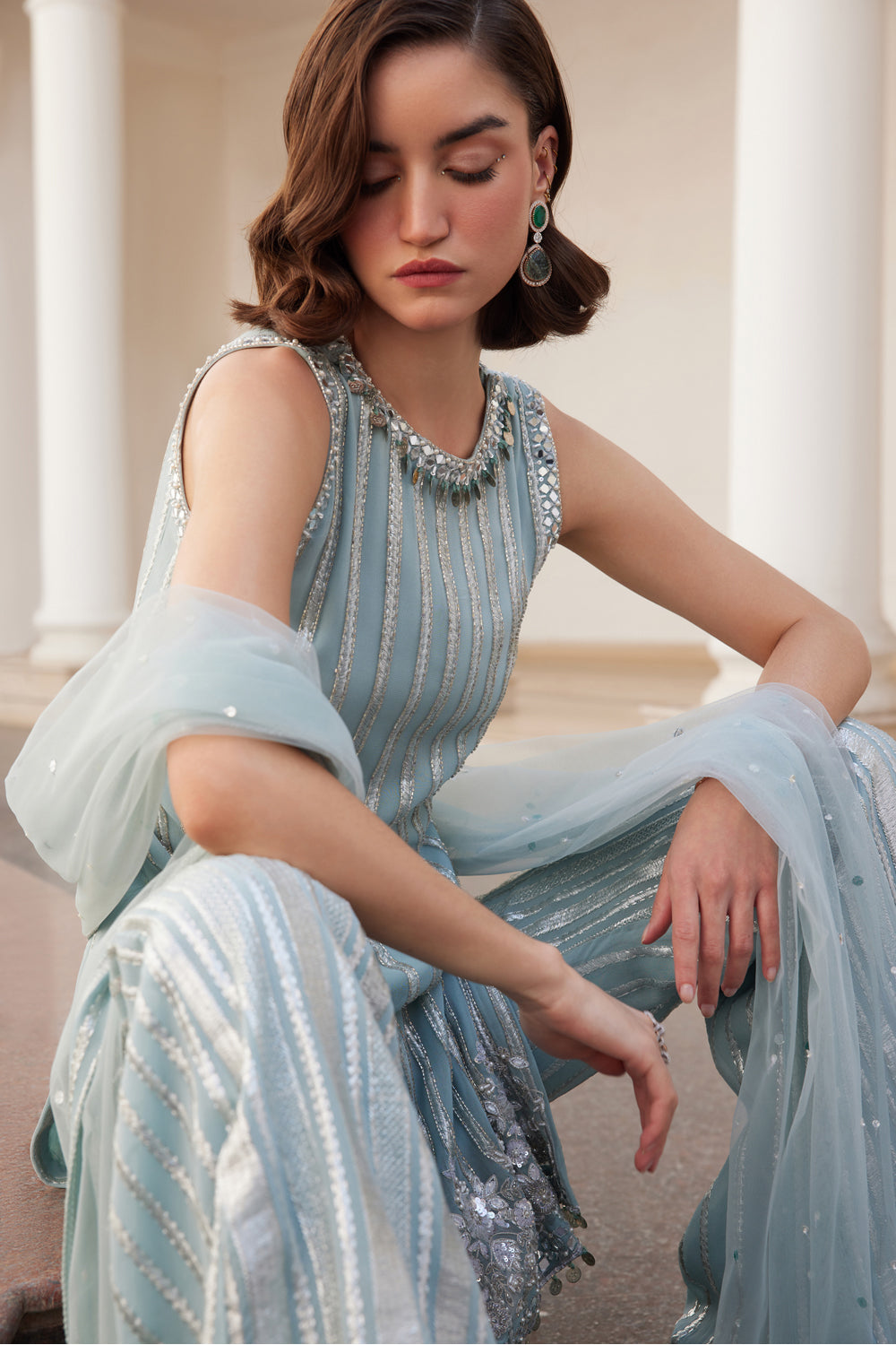 Powder Blue Kurta And Pants Set