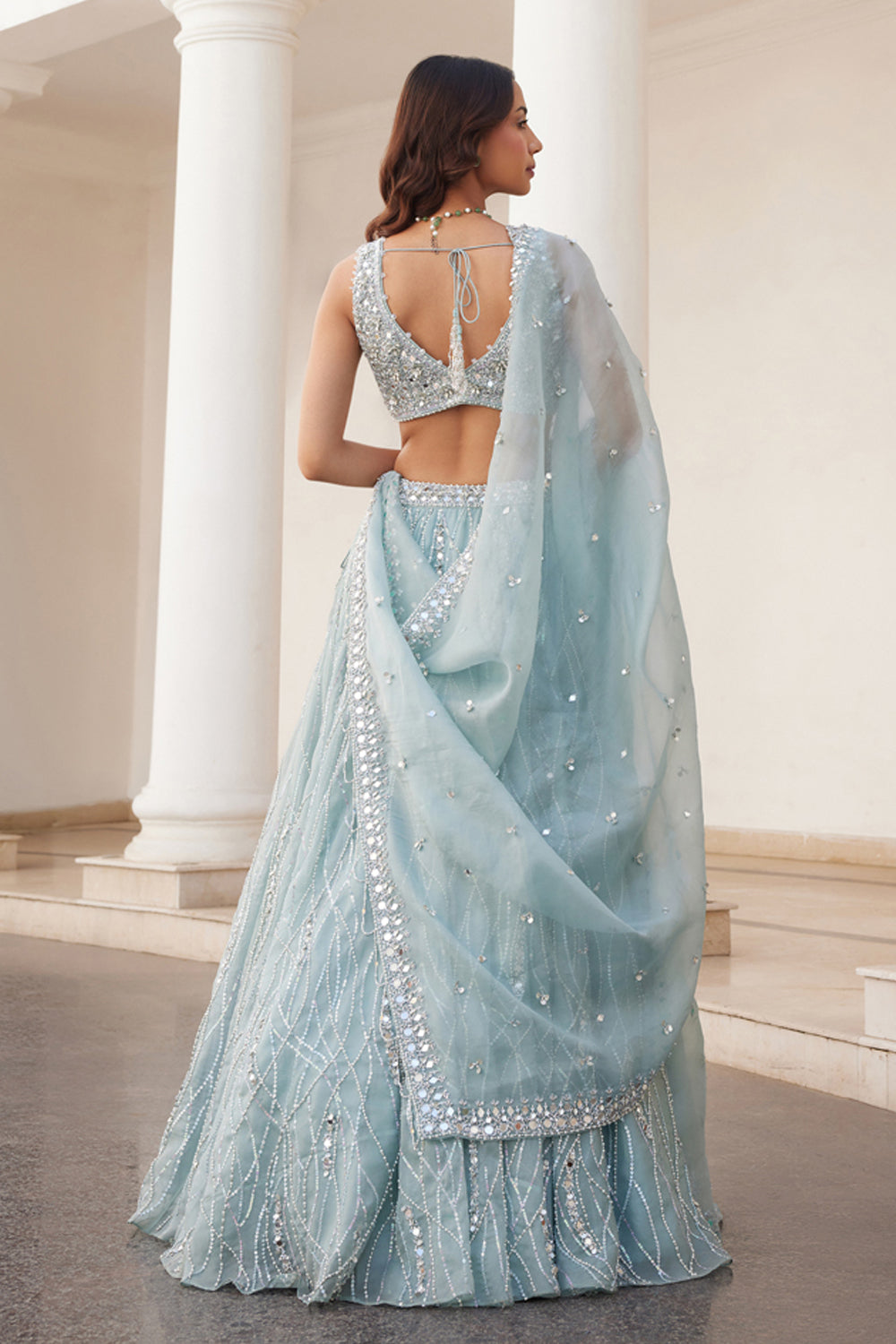 Powder Blue Organza Lehenga Set