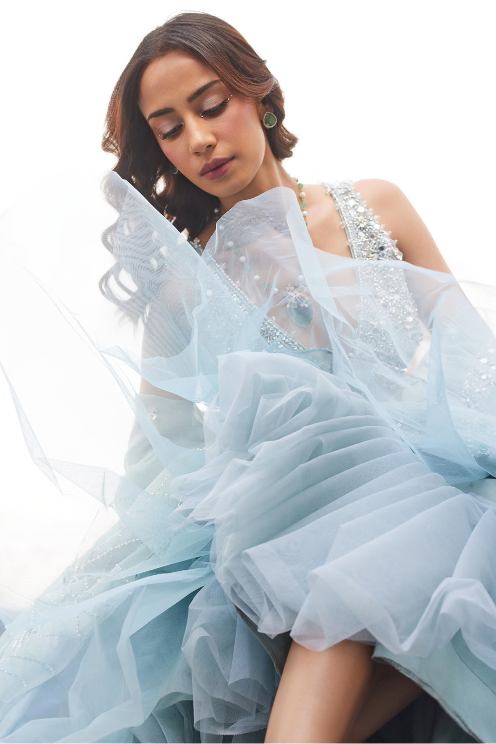 Powder Blue Organza Lehenga Set