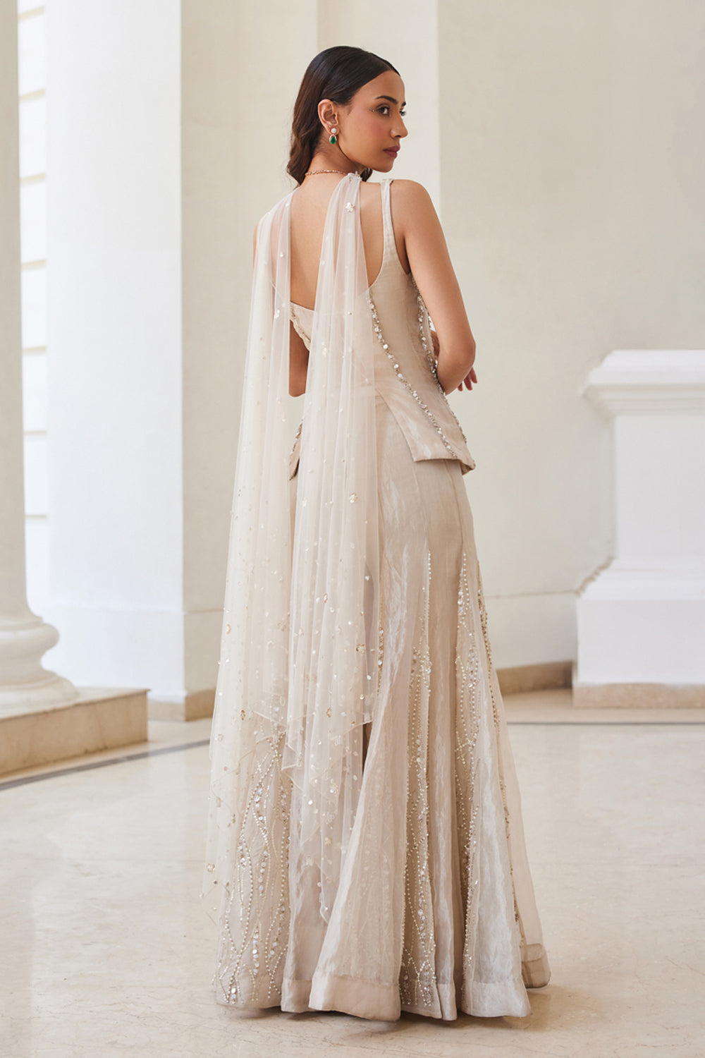 Tissue Sharara And Corset Set