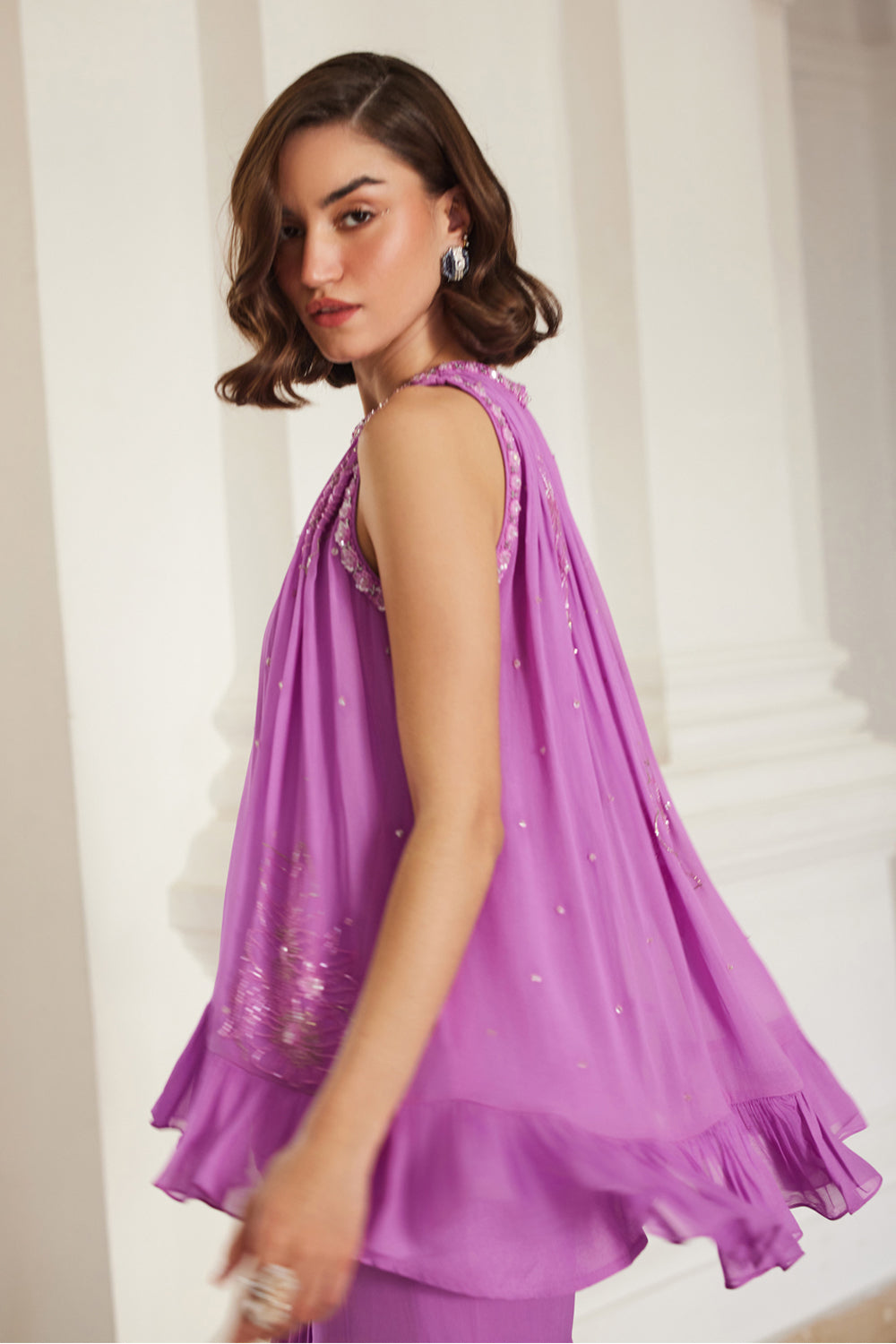 Bubblegum Pink Halterneck Top Sharara Set