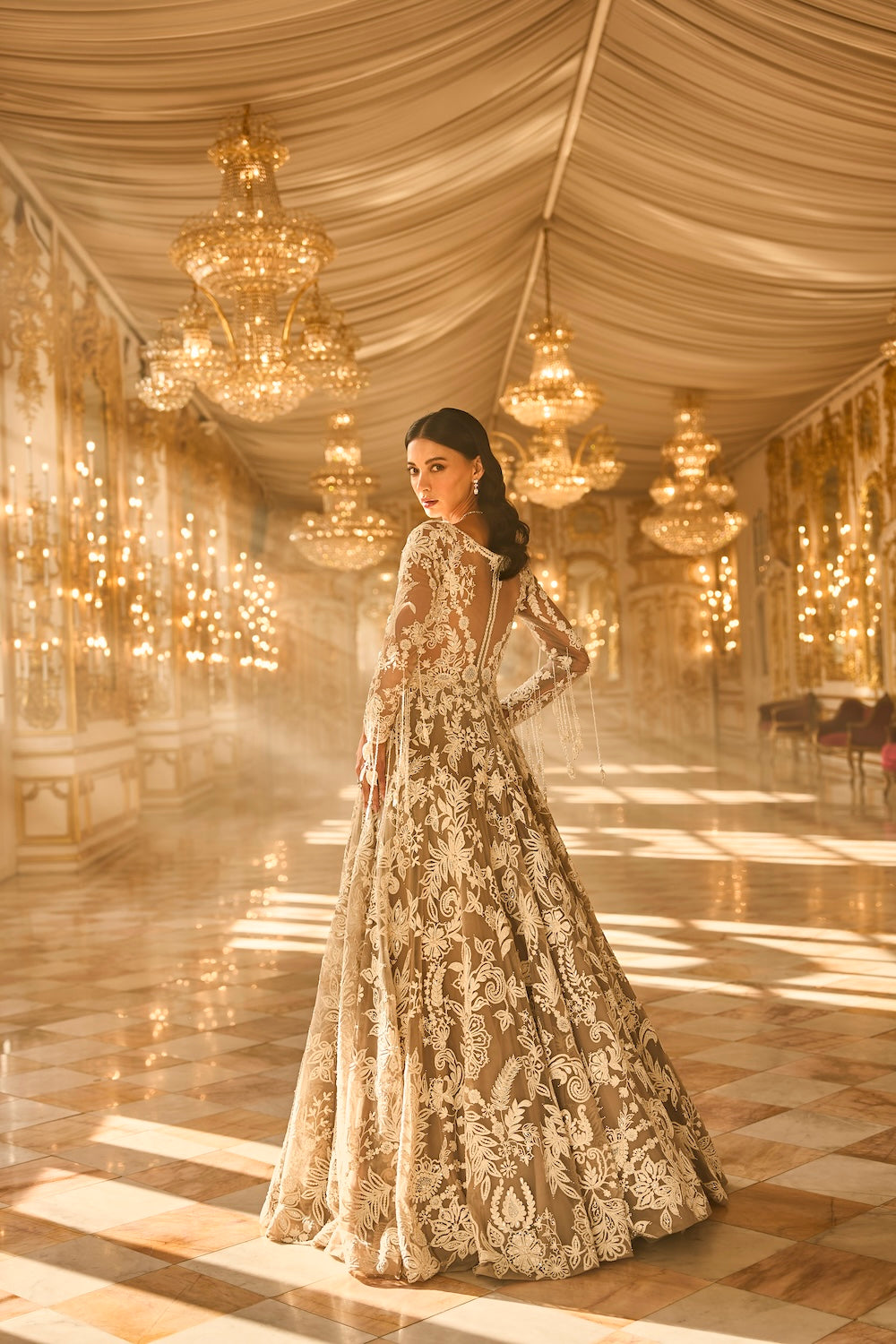 Slate Grey Floral Gown