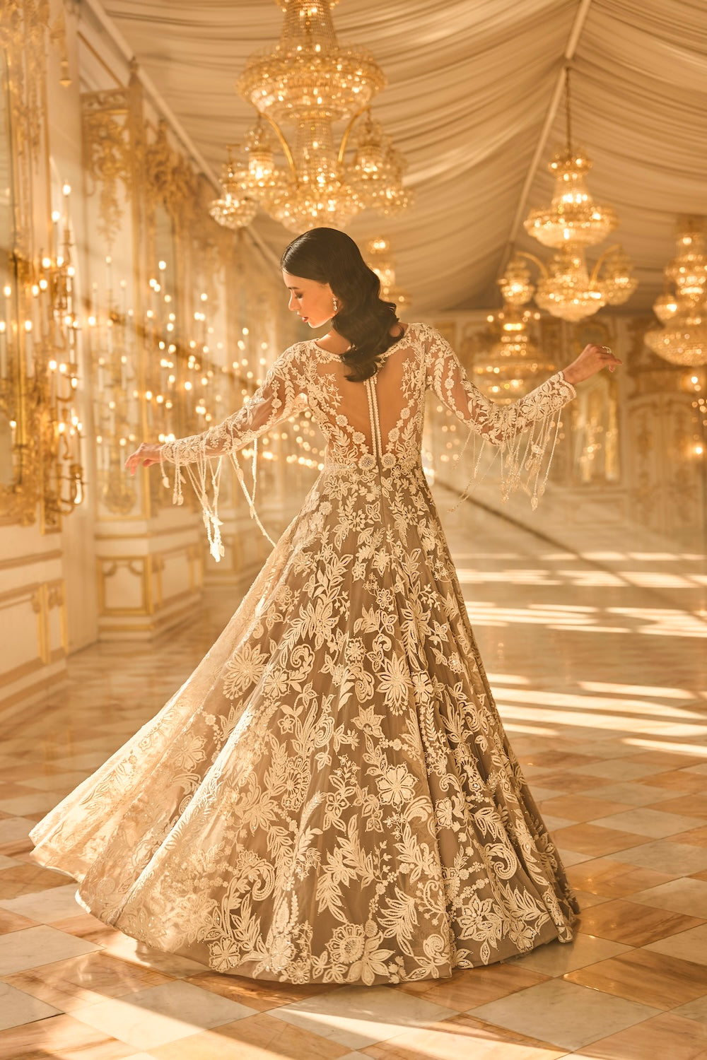 Slate Grey Floral Gown