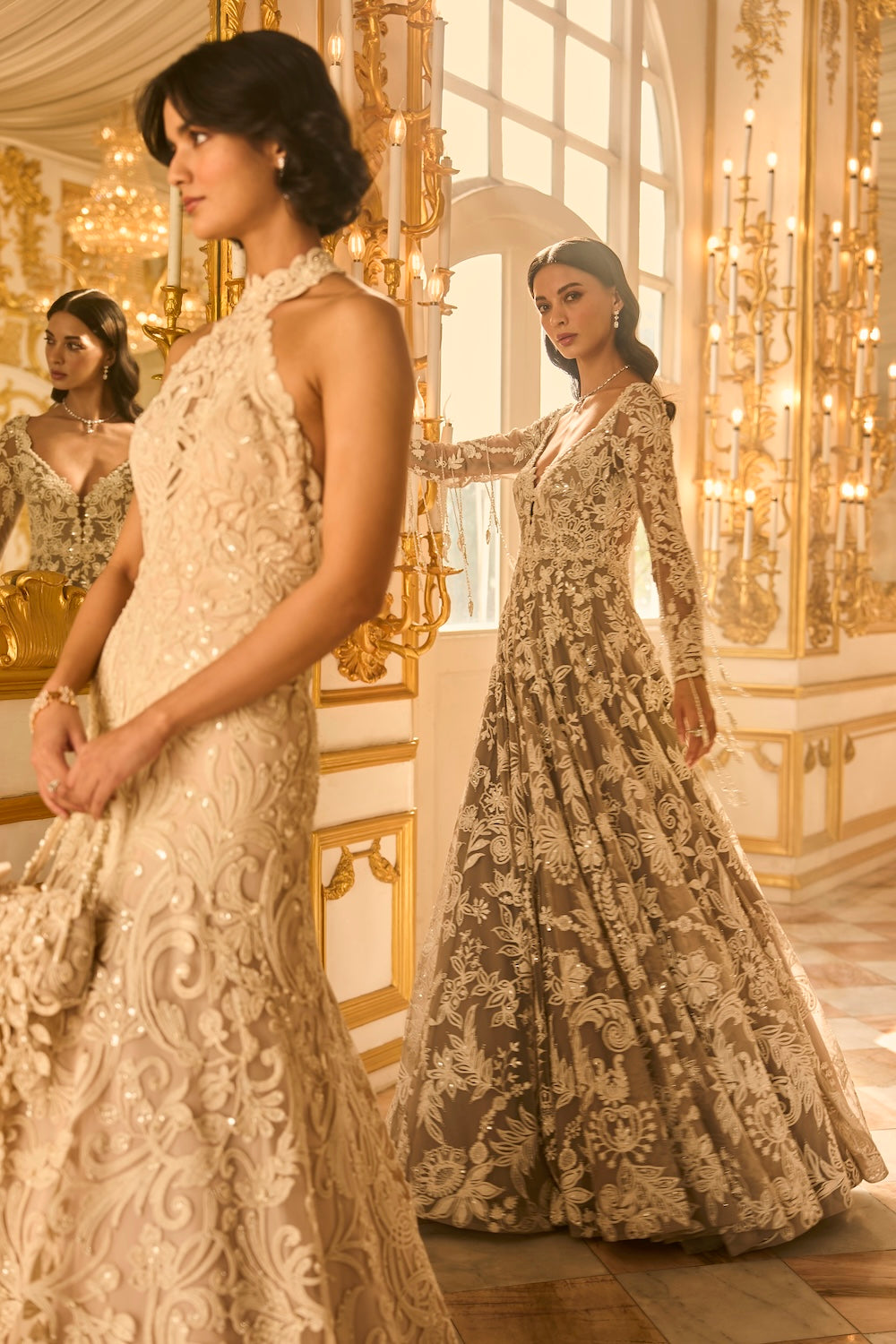 Slate Grey Floral Gown