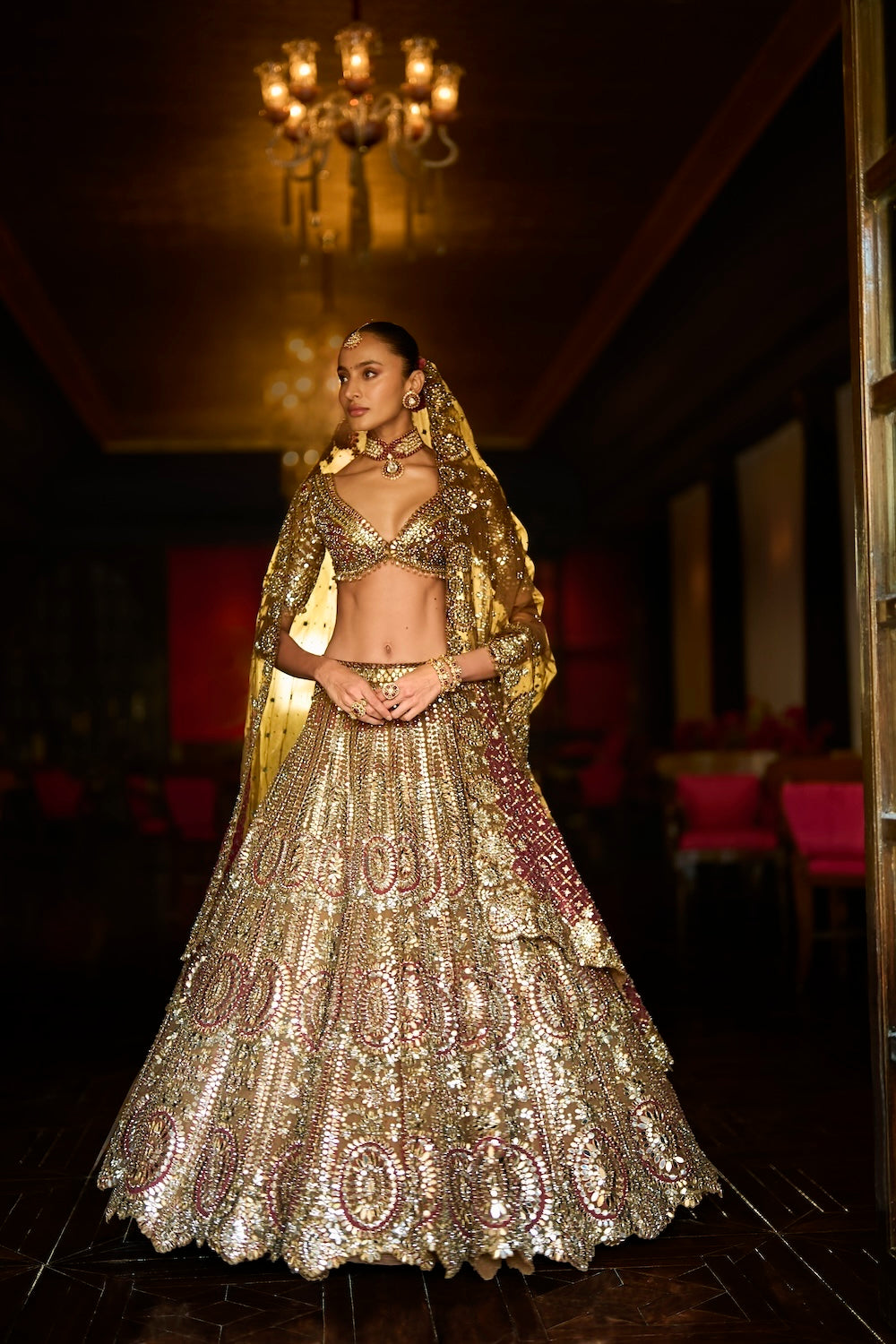 Applique Mirror Work Lehenga Set
