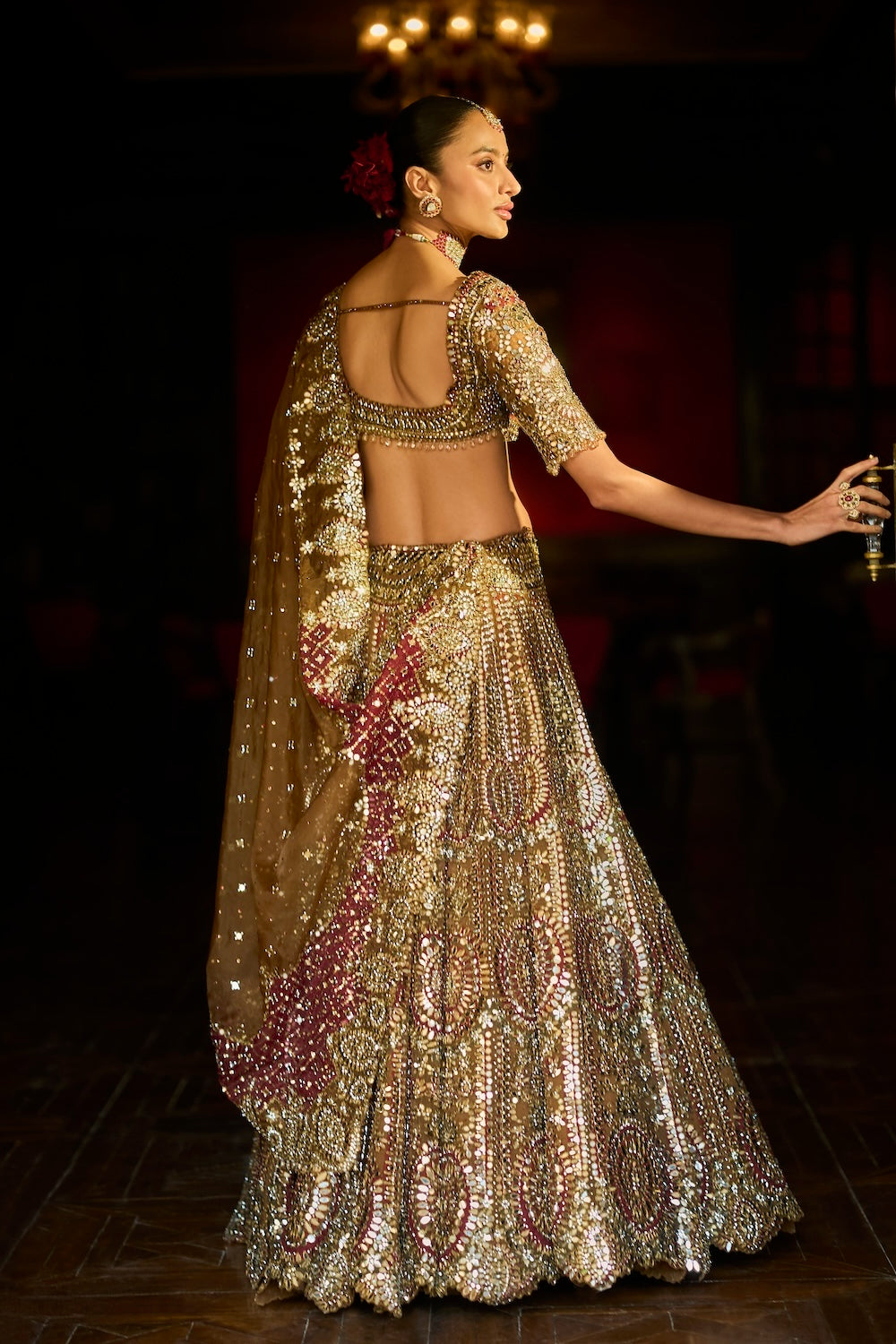 Applique Mirror Work Lehenga Set
