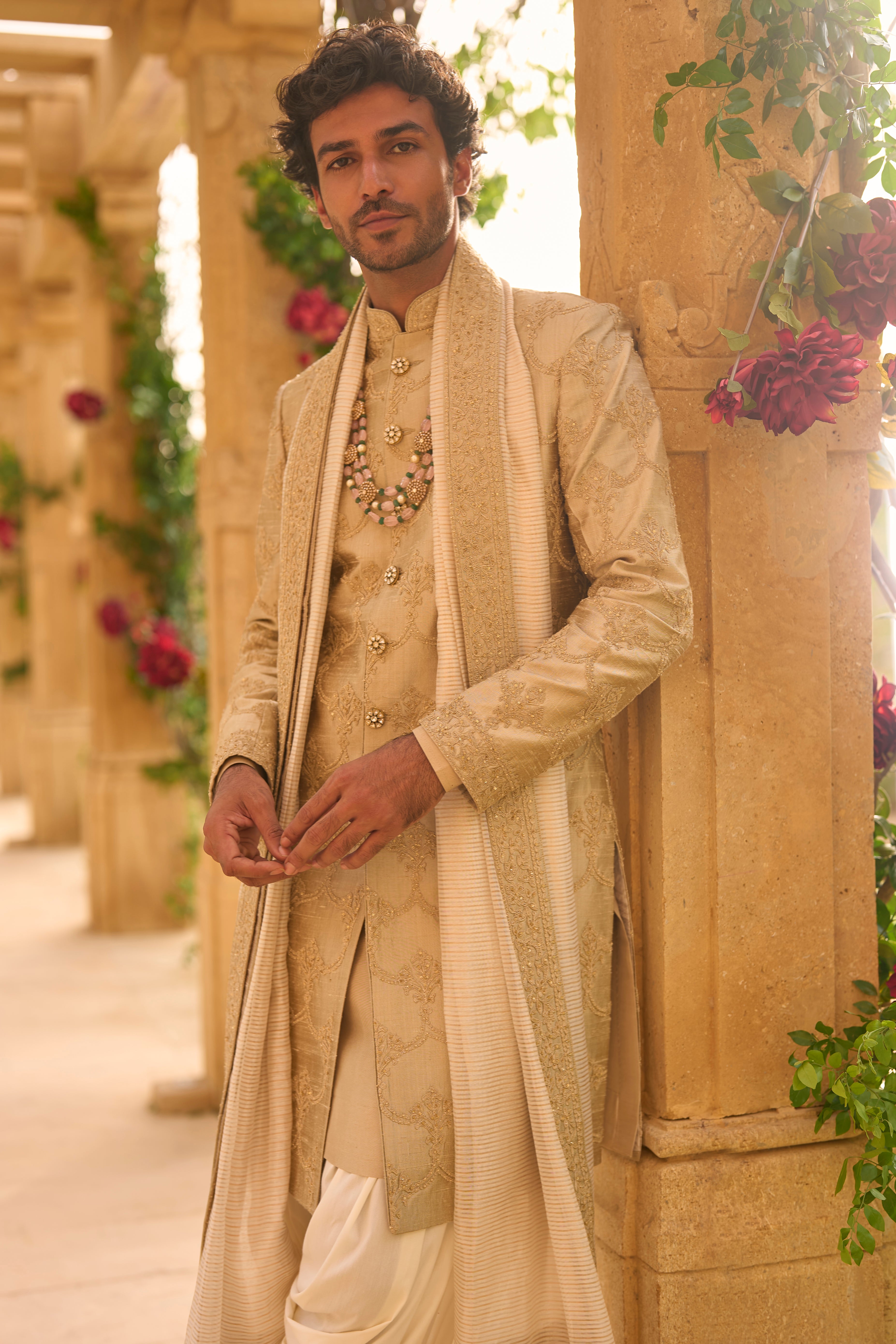 Champagne Sherwani Set