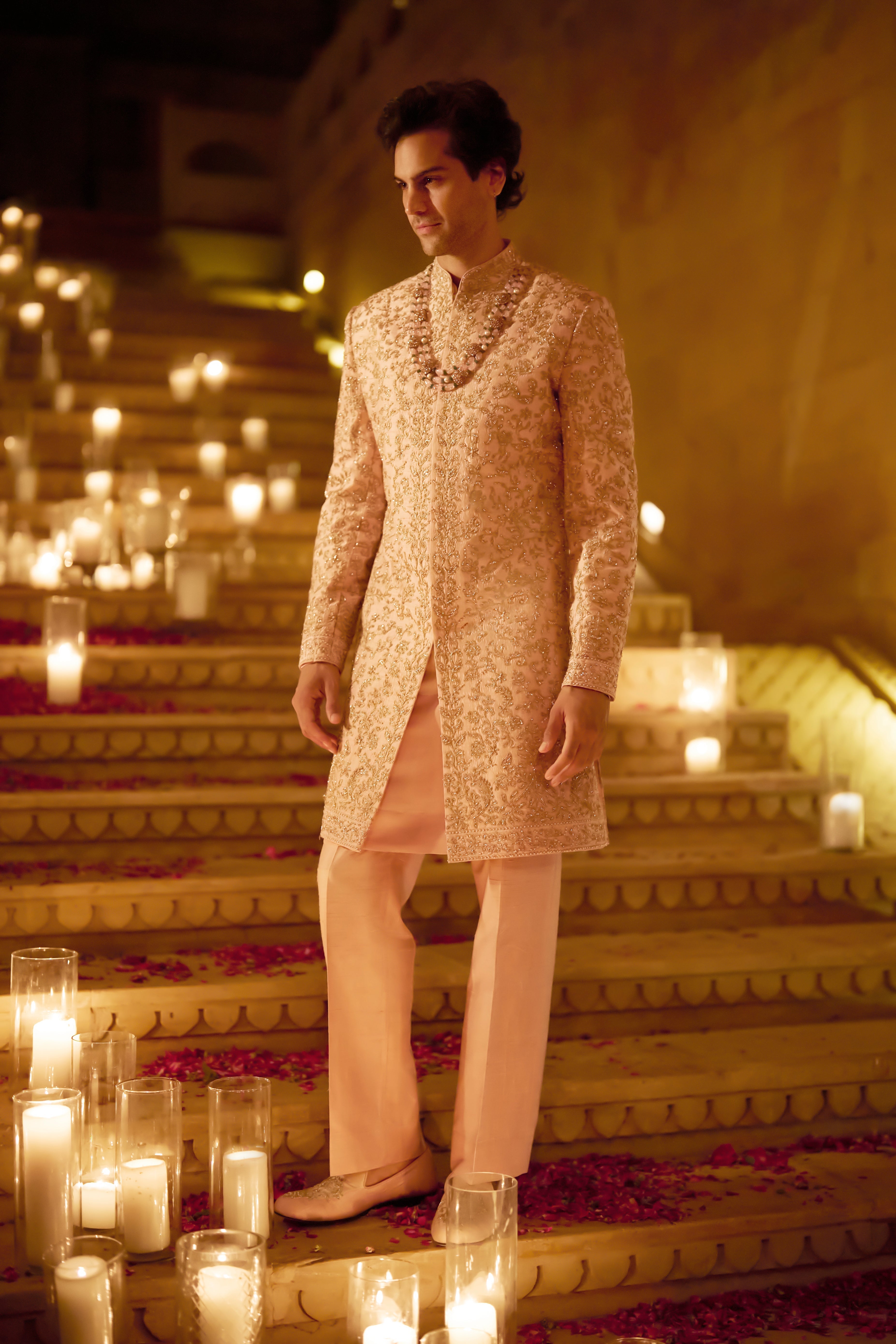 Pink Zardosi Sherwani Set