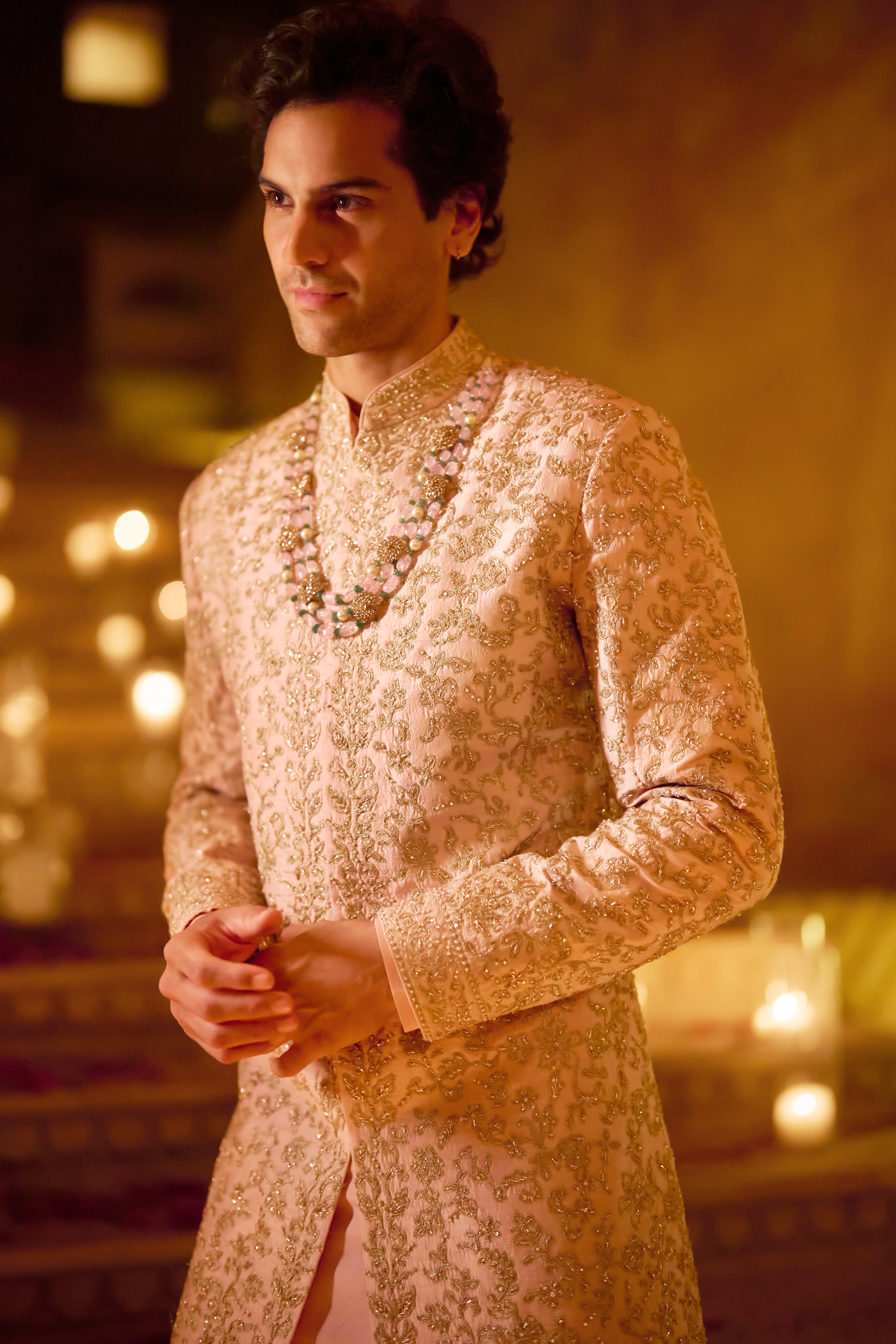 Pink Zardosi Sherwani Set