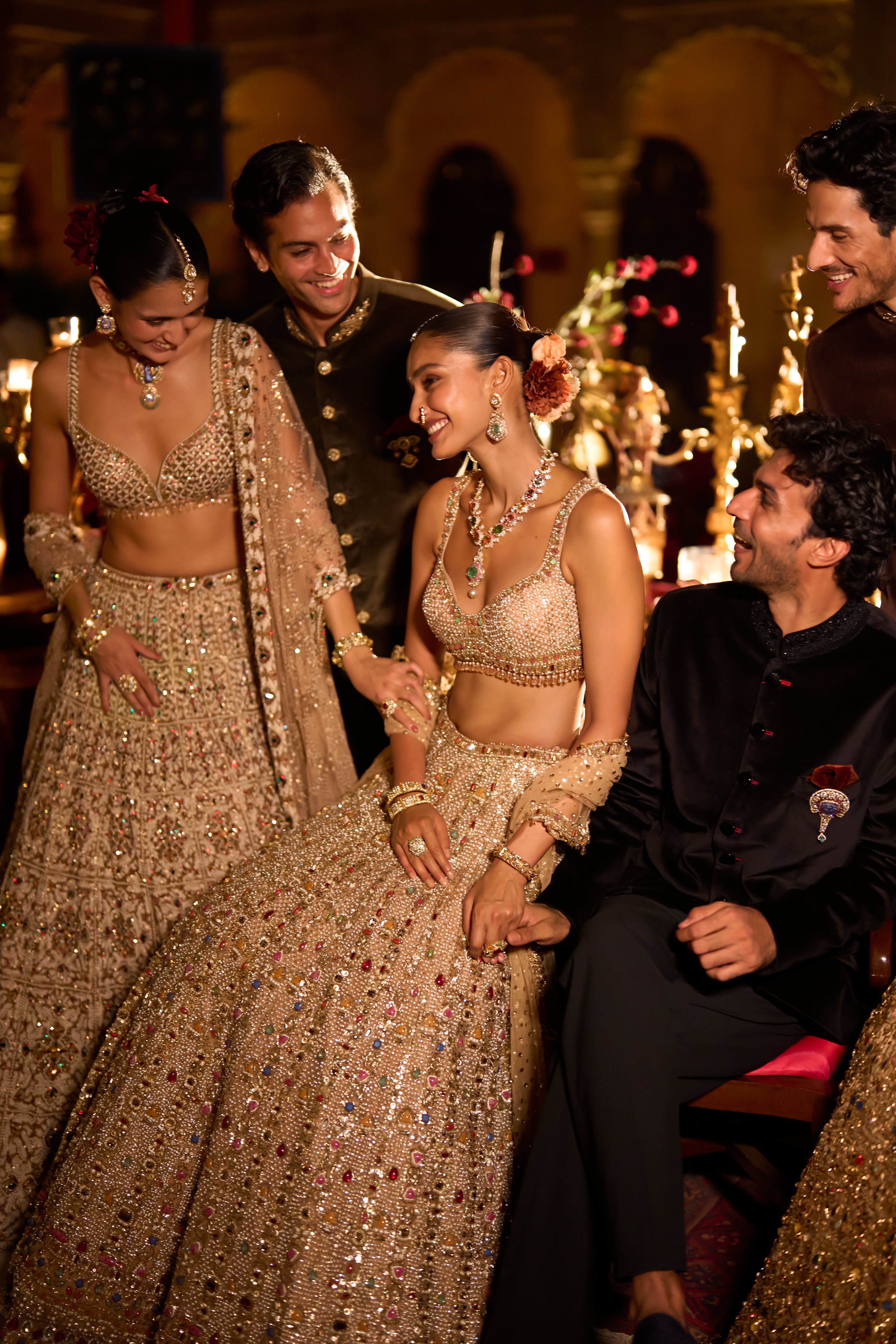 Olive Green Velvet Bandhgala Set