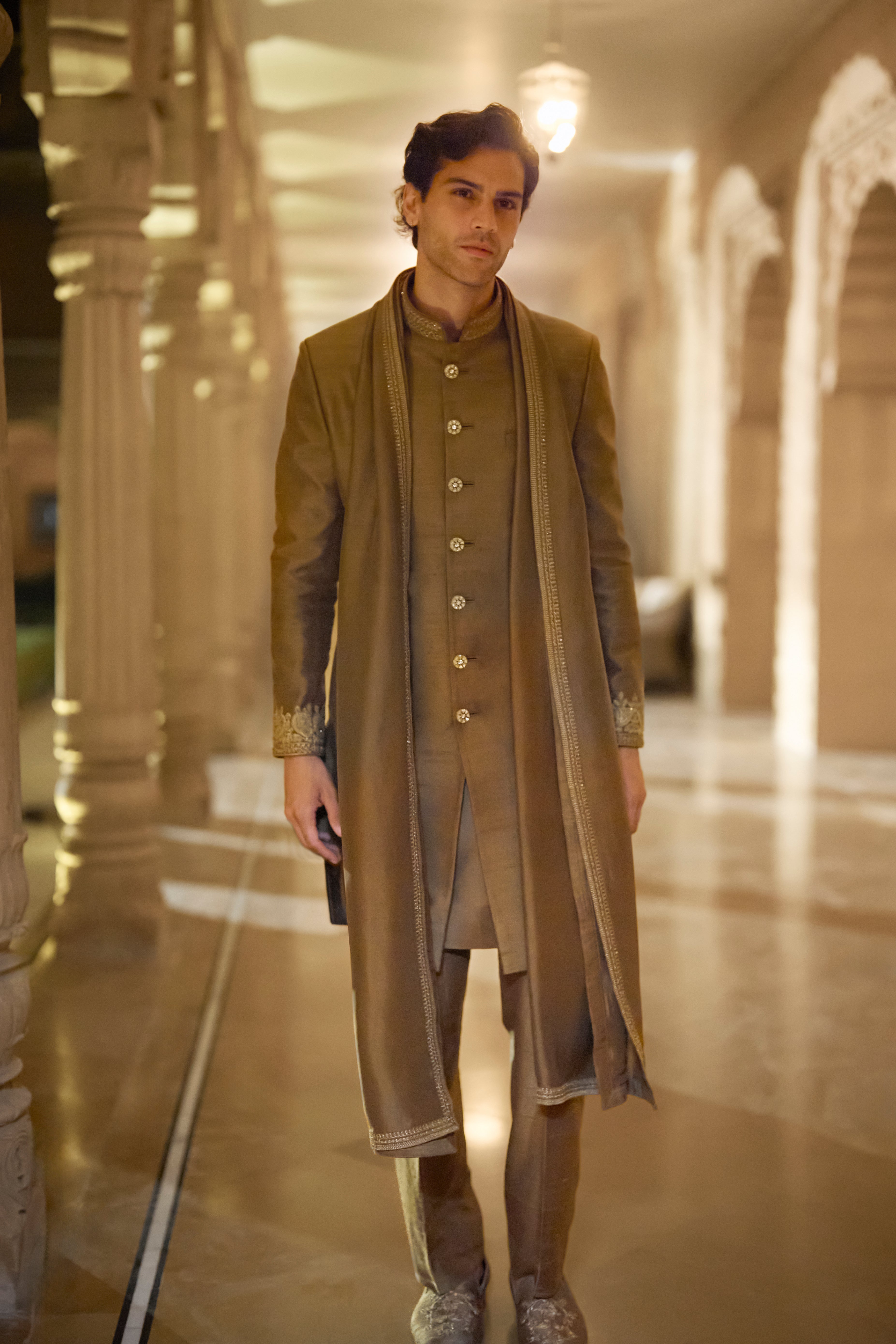 Antique Gold Sherwani Set
