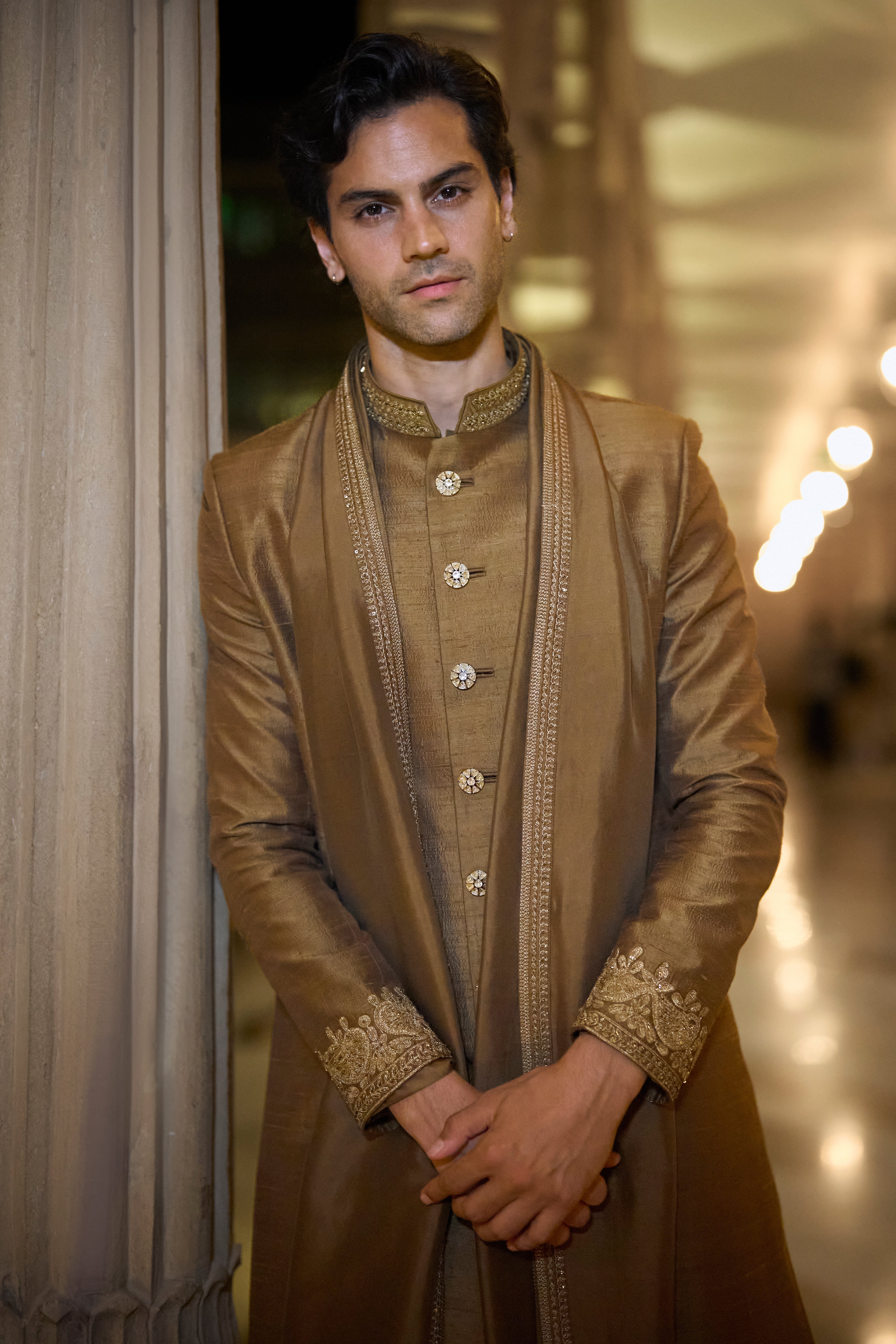 Antique Gold Sherwani Set
